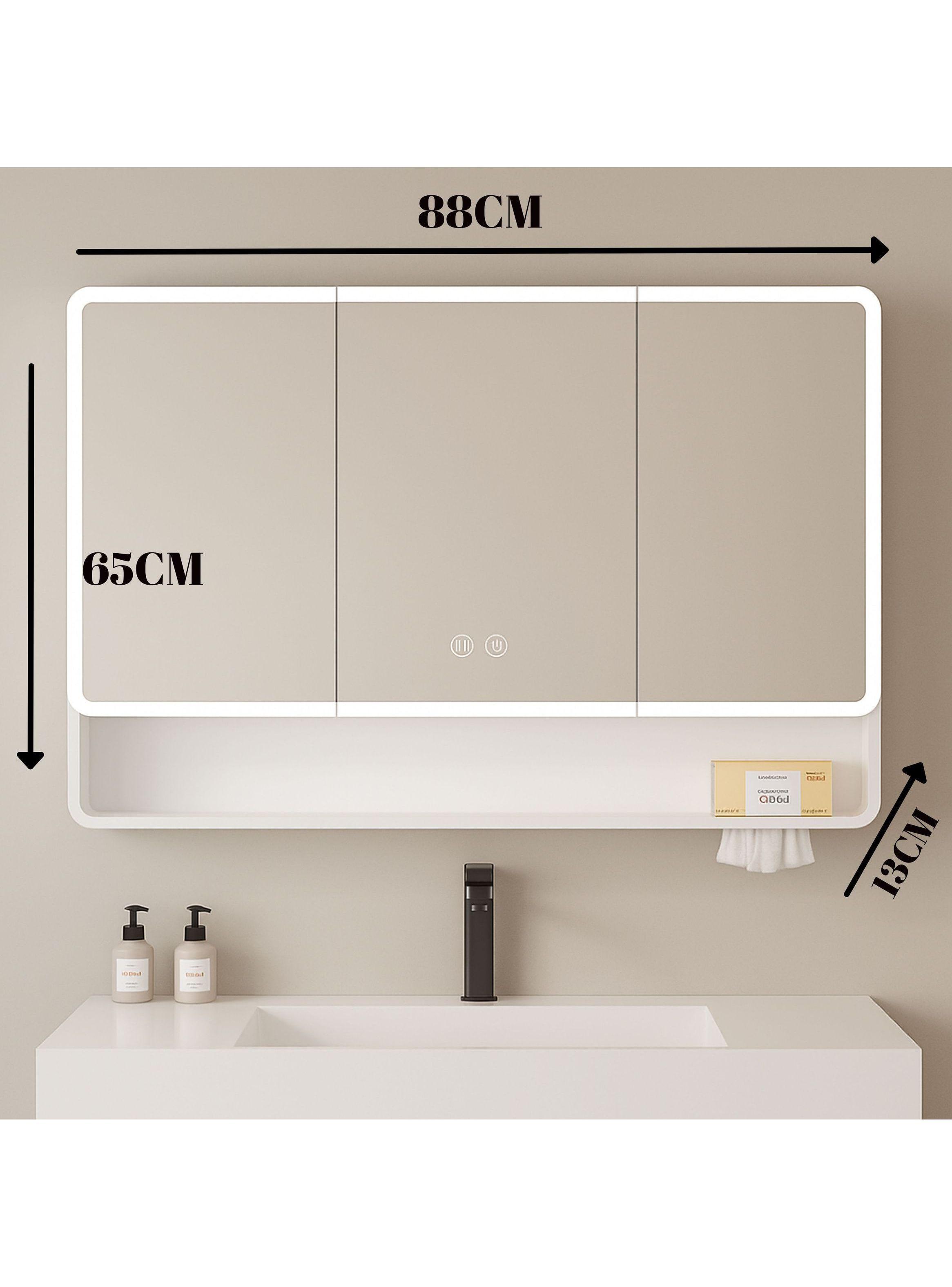 Botiquin Baño Inteligente Con Espejo Luz Antiempañamiento C Blanco-4