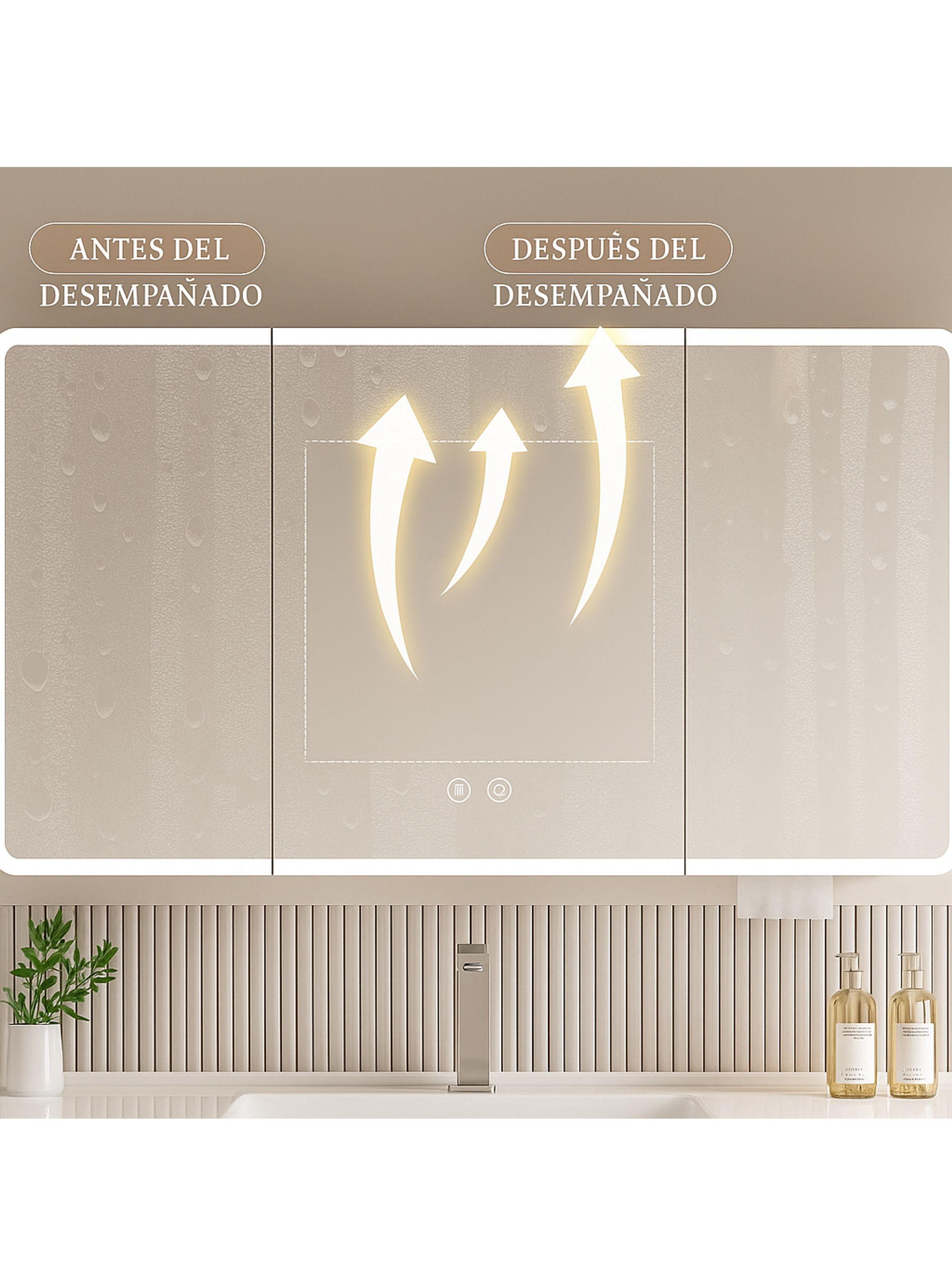 Botiquin Baño Inteligente Con Espejo Luz Antiempañamiento C Blanco-6