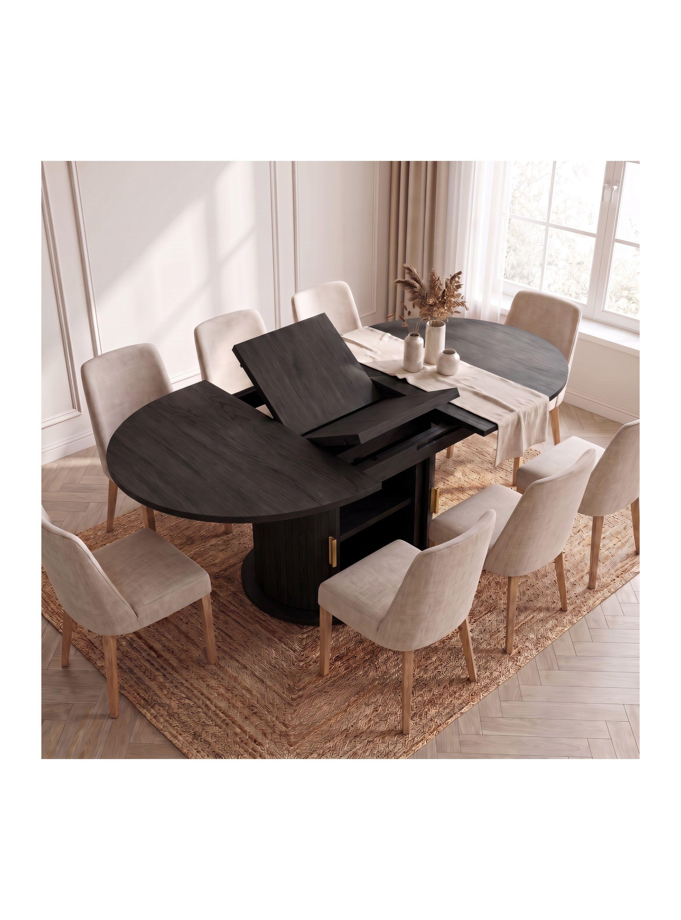 Mesa Comedor France Extendible 110-150 cm con Almacenamiento Negro CT101-003-0