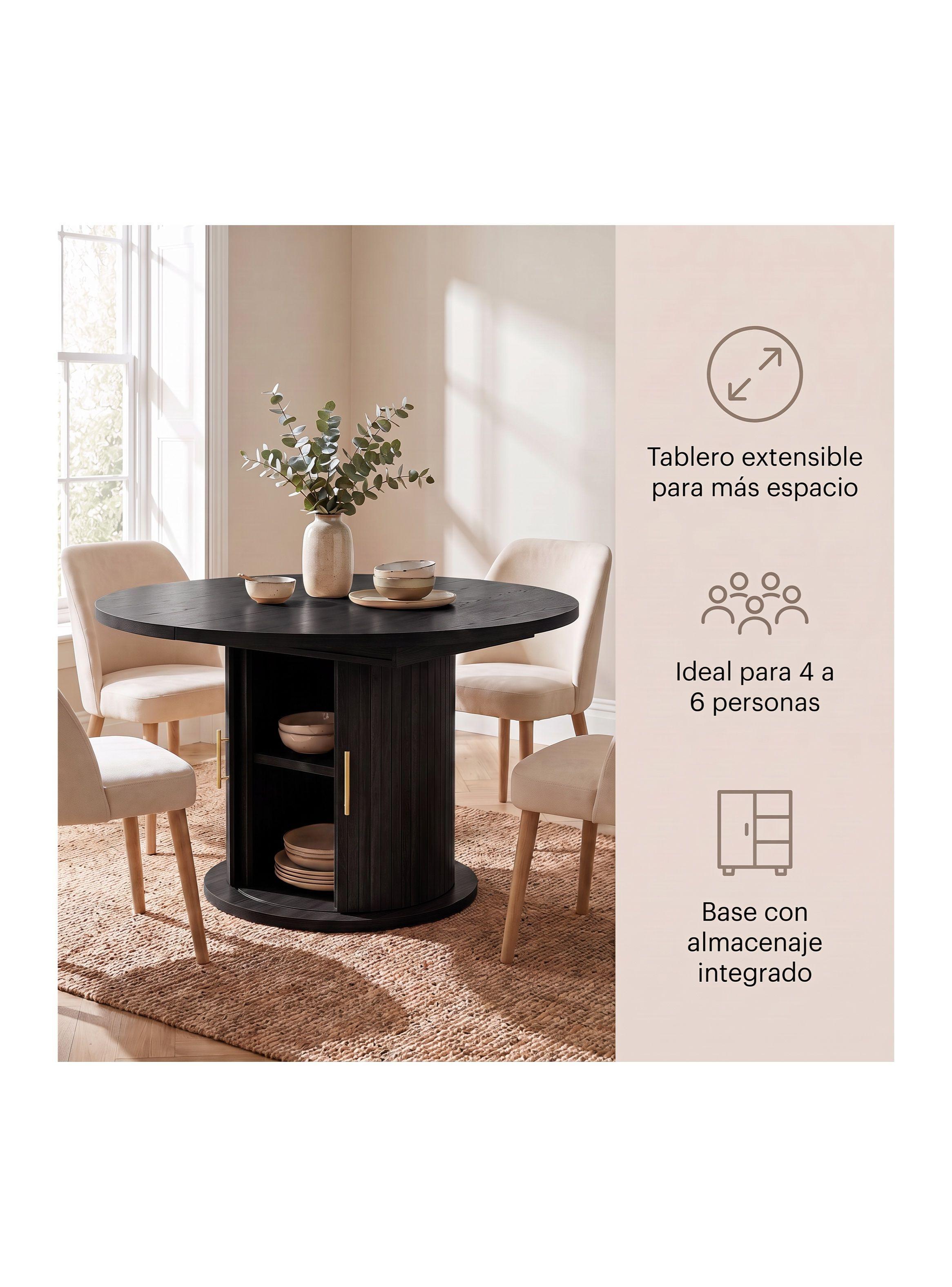 Mesa Comedor France Extendible 110-150 cm con Almacenamiento Negro CT101-003-1