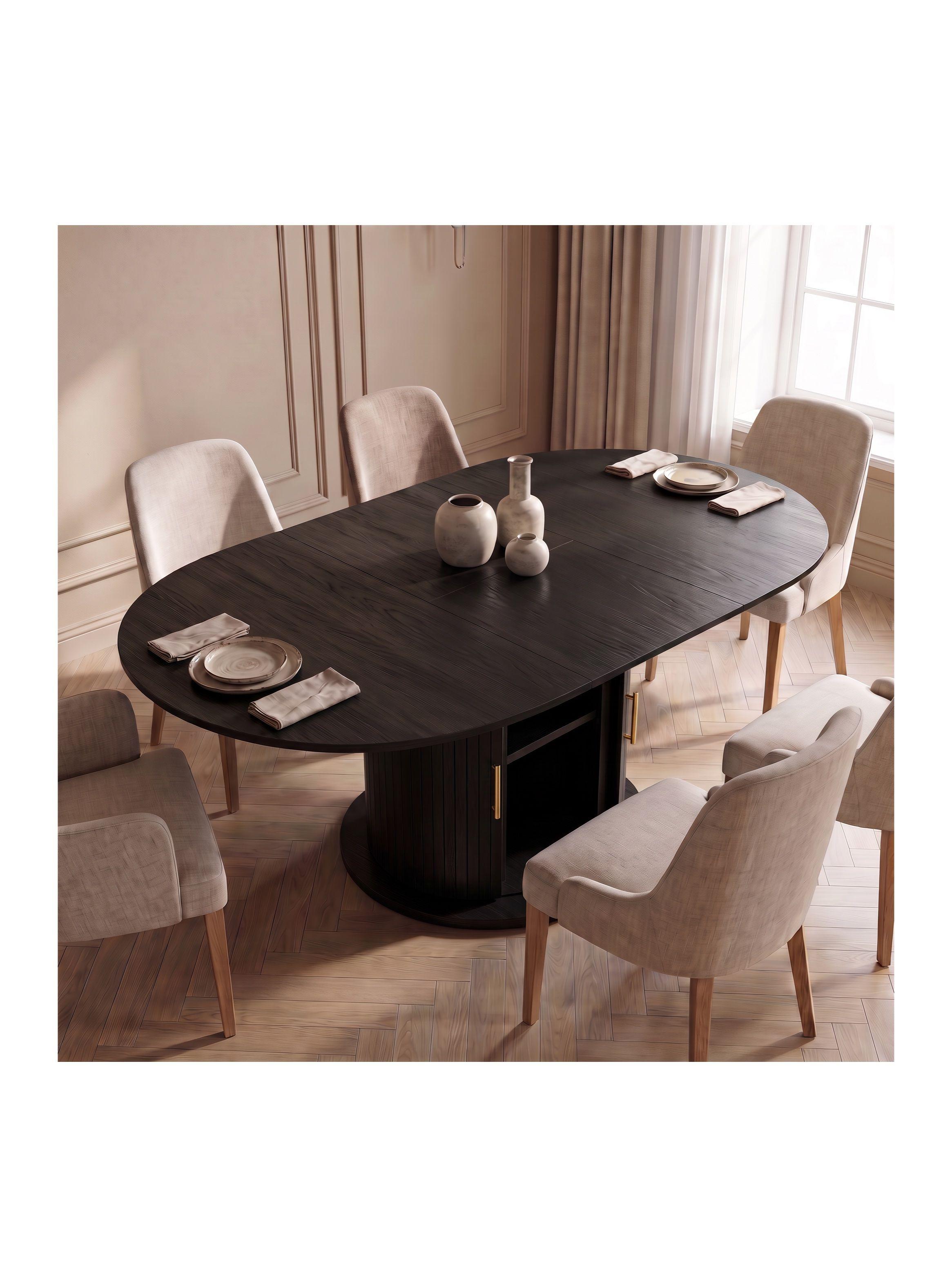 Mesa Comedor France Extendible 110-150 cm con Almacenamiento Negro CT101-003-4