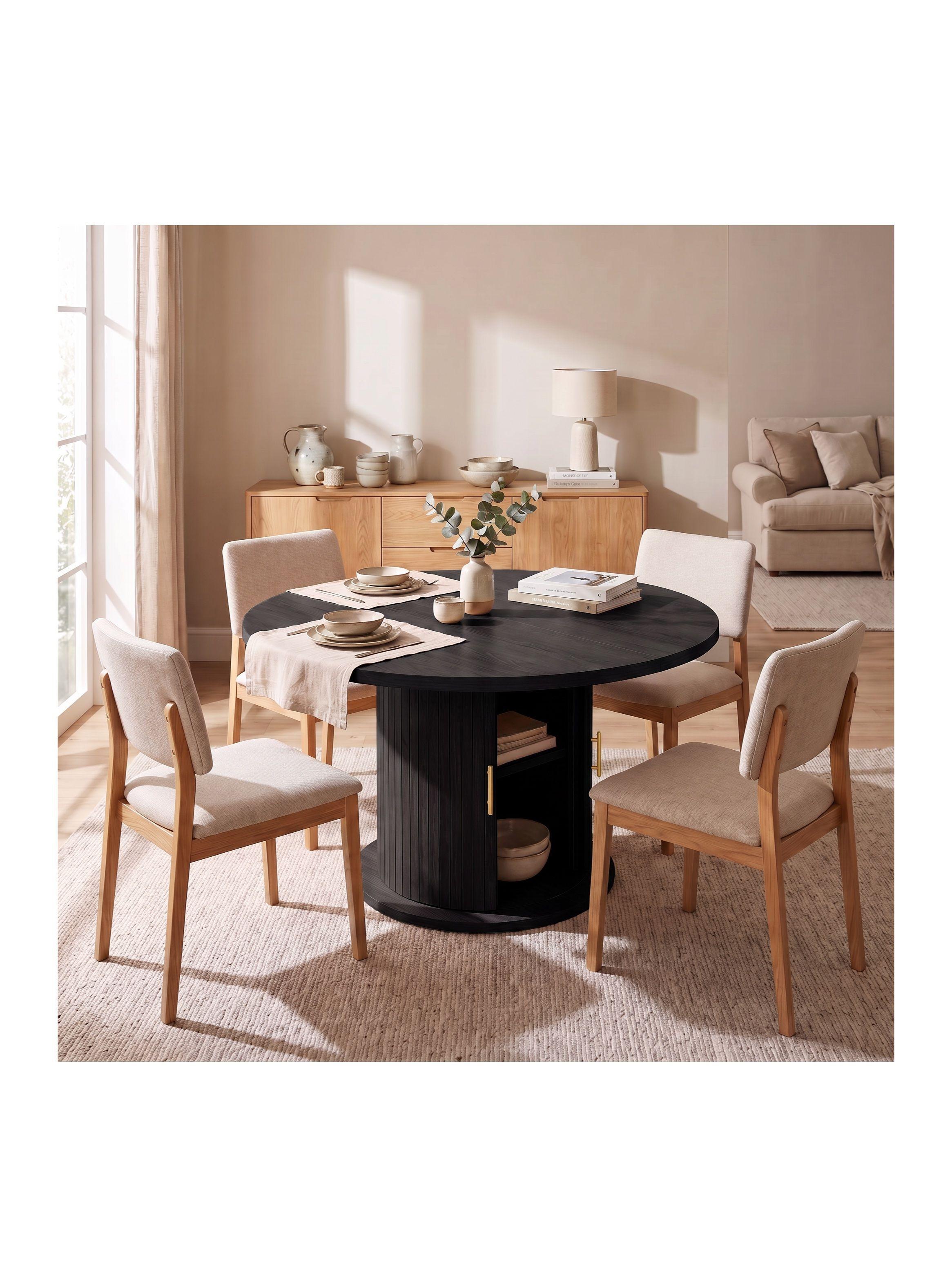 Mesa Comedor France Extendible 110-150 cm con Almacenamiento Negro CT101-003-6