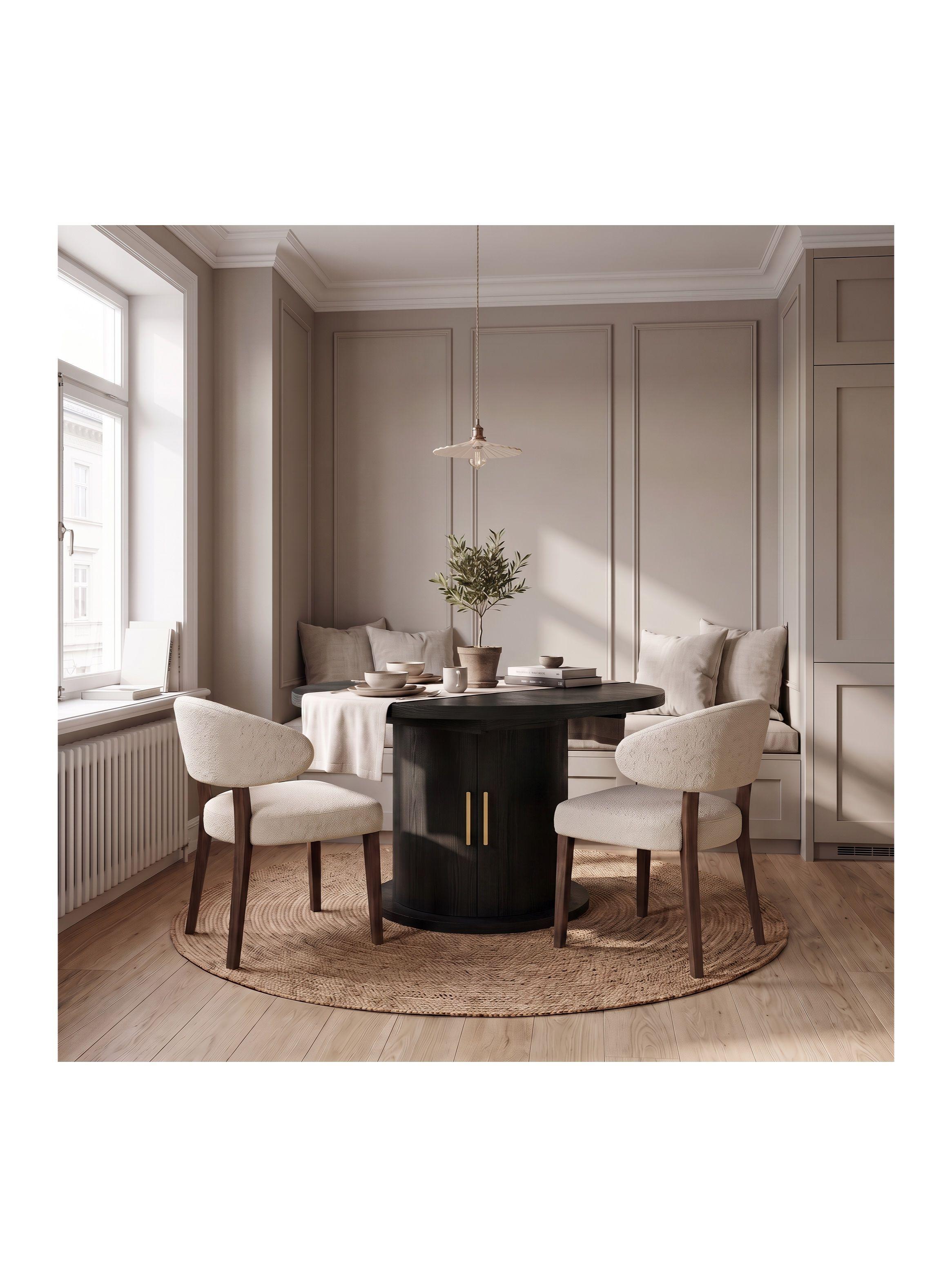 Mesa Comedor France Extendible 110-150 cm con Almacenamiento Negro CT101-003-7