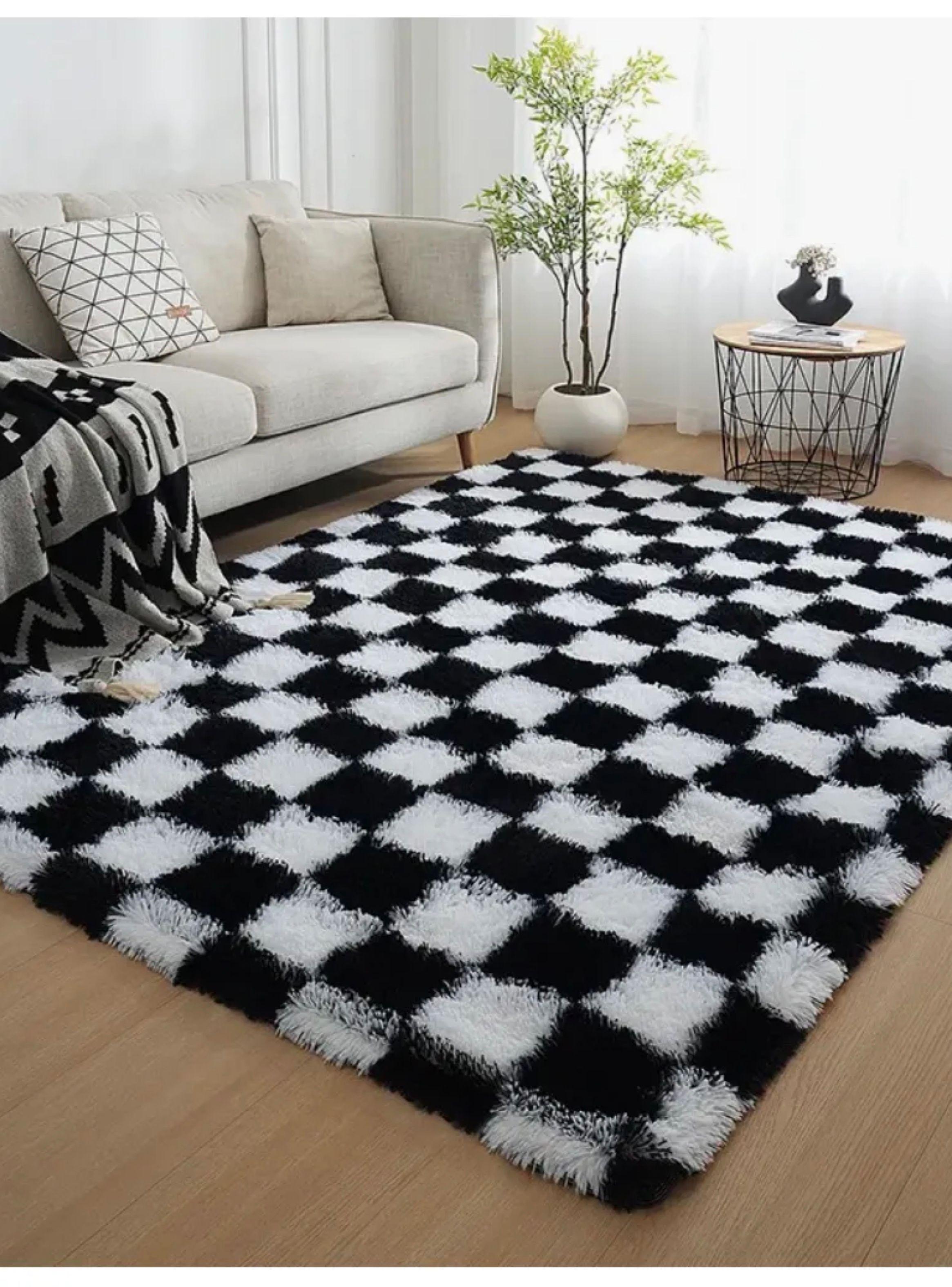 Alfombra 200x240cm Peluda Super Suave para living bajada de cama cuadro-0