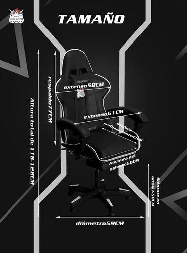 Silla Gamer Hell Castle Reclinable Con Cojin Lumbar Morado Cuero Sintético-4