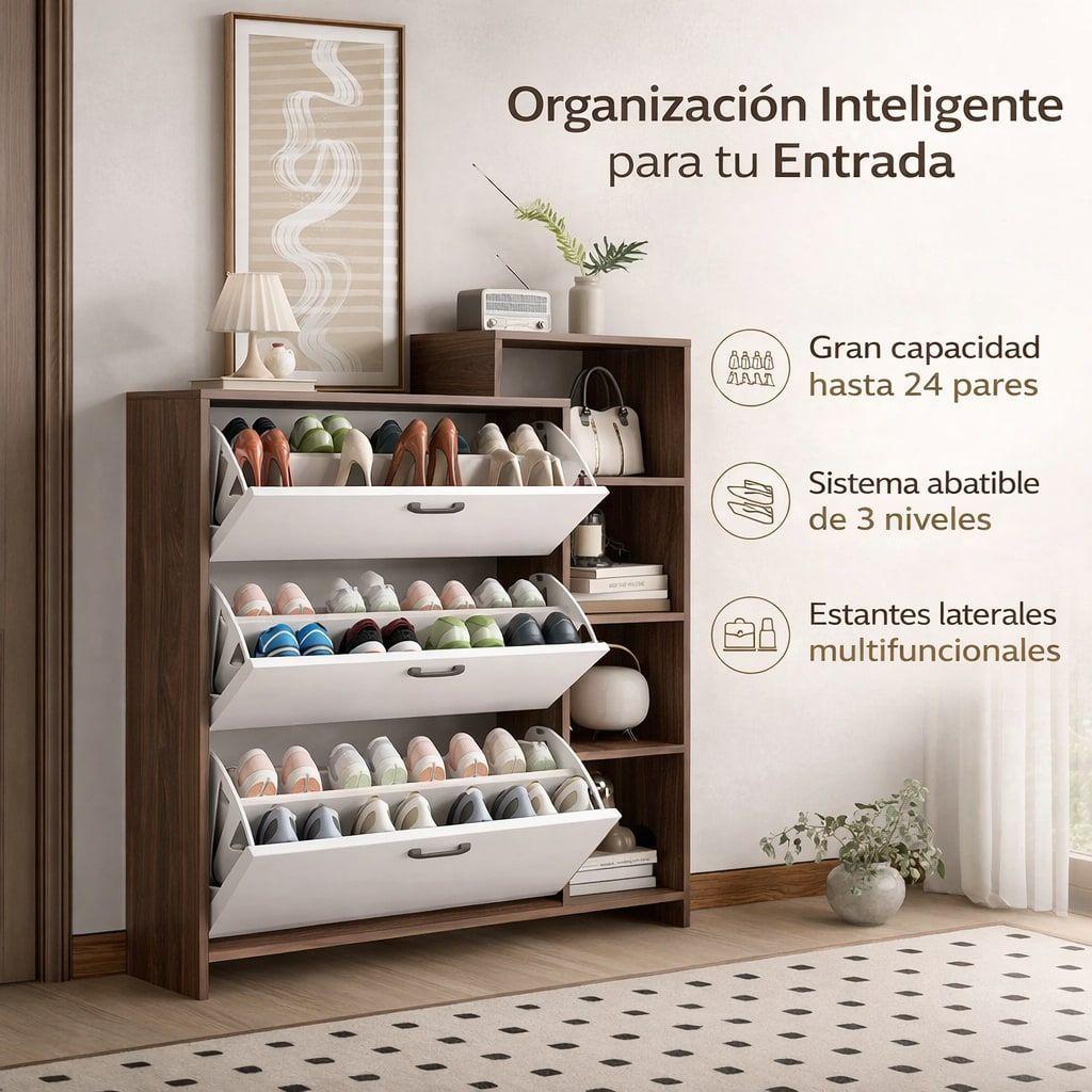 Zapatero Organizdaor Moderno 24 Pares 105x122x24cm Color Marrón-5