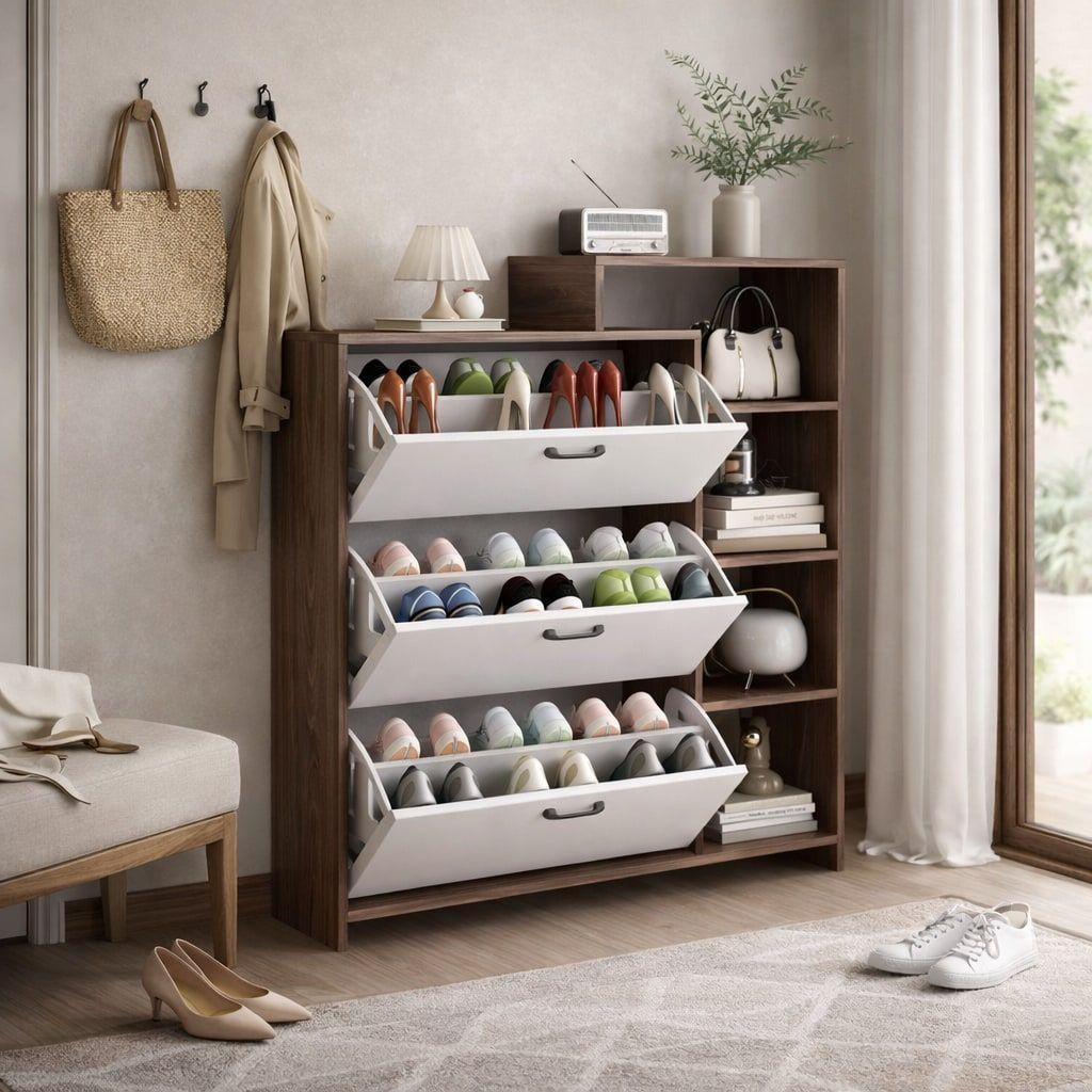 Zapatero Organizdaor Moderno 24 Pares 105x122x24cm Color Marrón-6