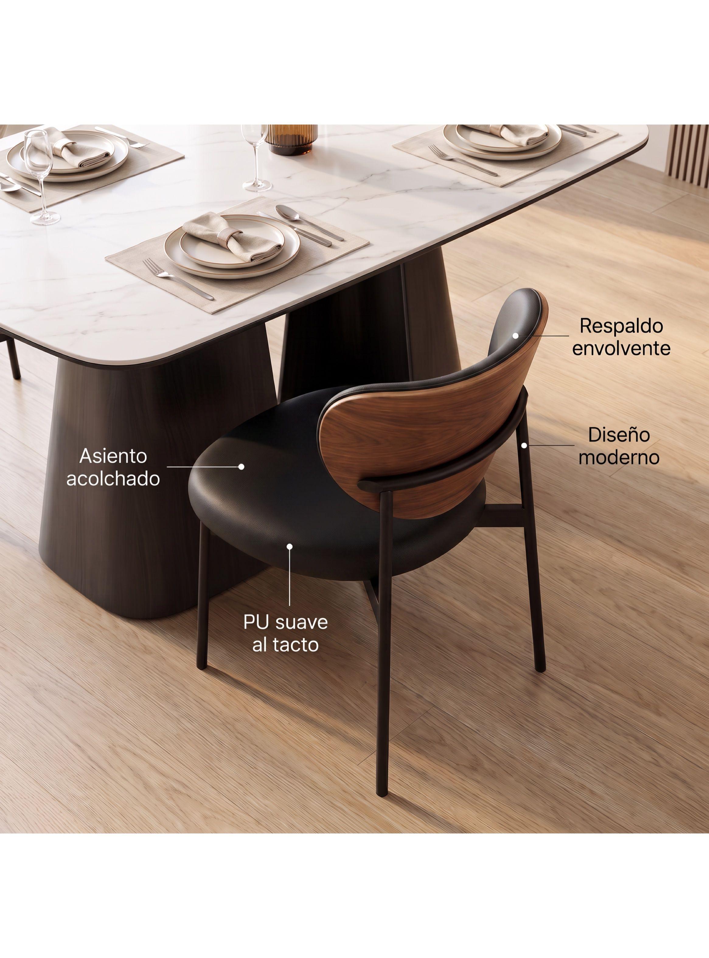 Juego De 2 Sillas Serena Comedor Tapizadas PU Patas De Acero-7
