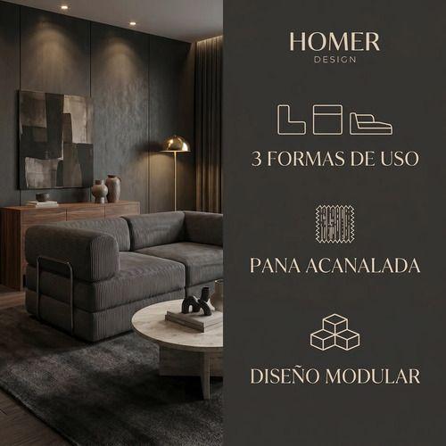 Sofa Modular Transformable 3 En 1 Sofa Cama Alta Elastidad Color Negro Diseño De La Tela Rayado-3