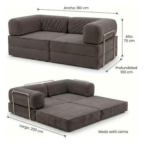 Sofa Modular Transformable 3 En 1 Sofa Cama Alta Elastidad Color Negro Diseño De La Tela Rayado-4