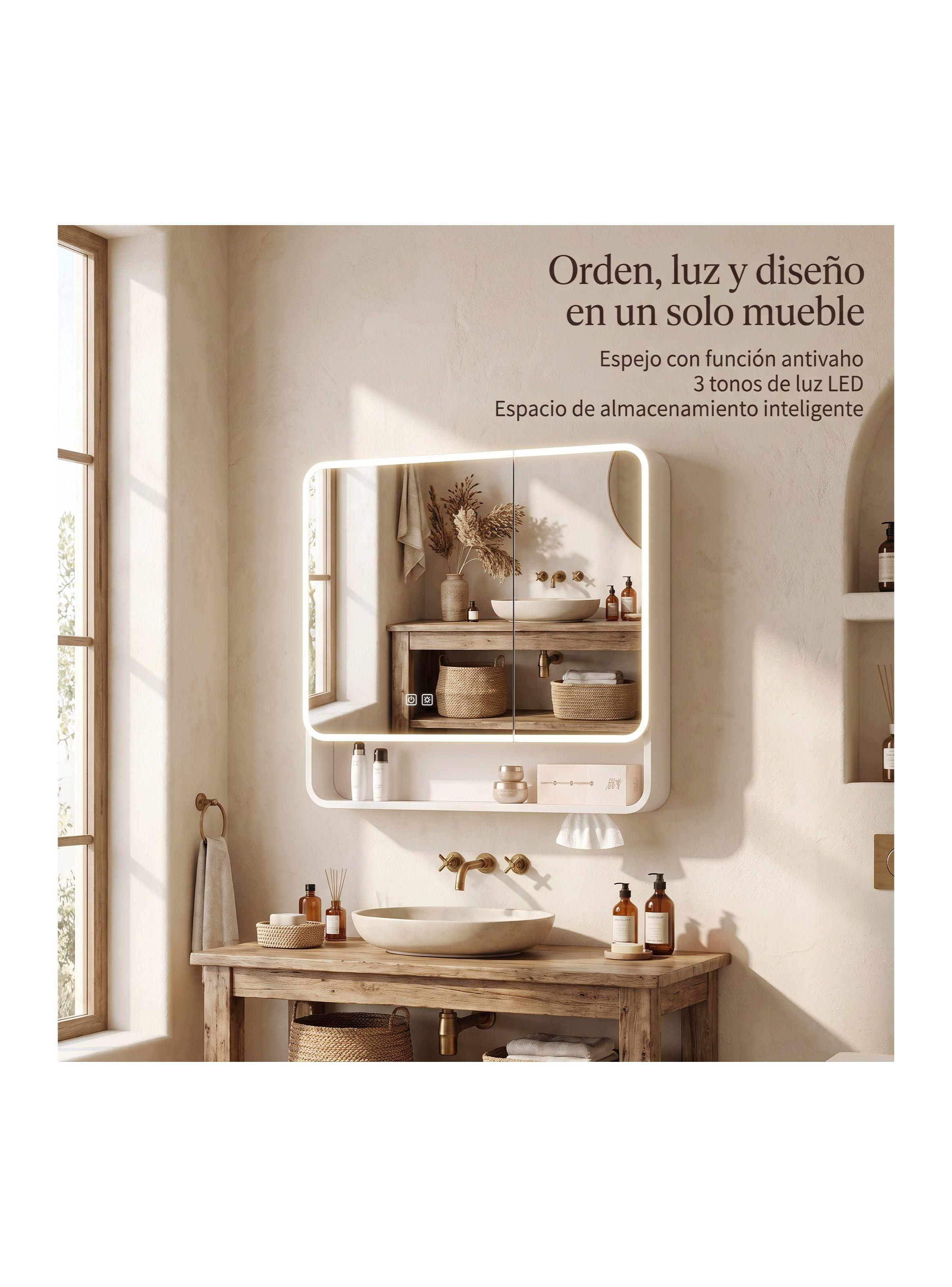 Botiquin Baño Inteligente Con Espejo Luz Antiempañamiento E Blanco HDBTQ001-006-7