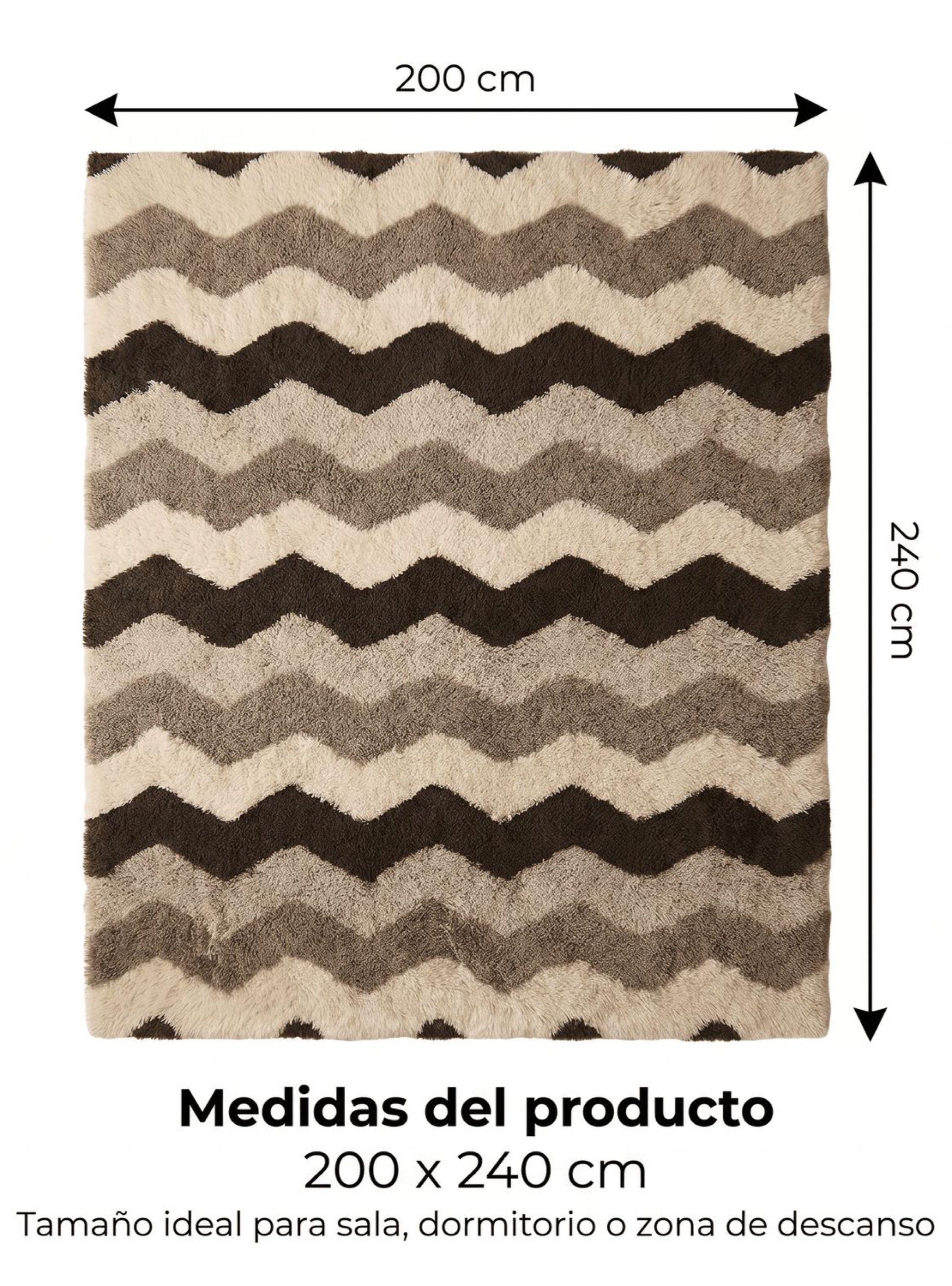 Alfombra 200x240cm Peluda Super Suave para living bajada de cama 200x240 ola-3