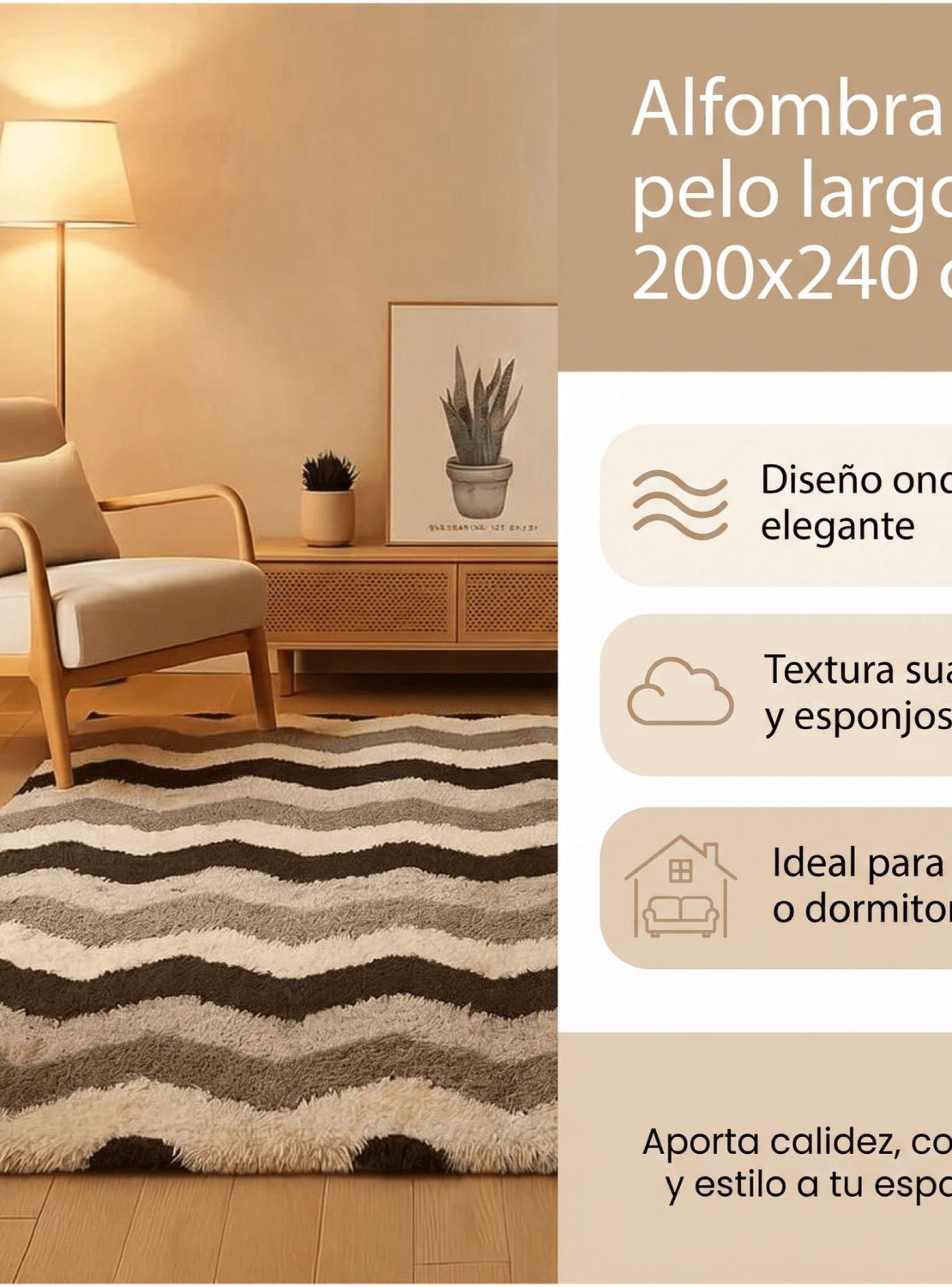 Alfombra 200x240cm Peluda Super Suave para living bajada de cama 200x240 ola-2