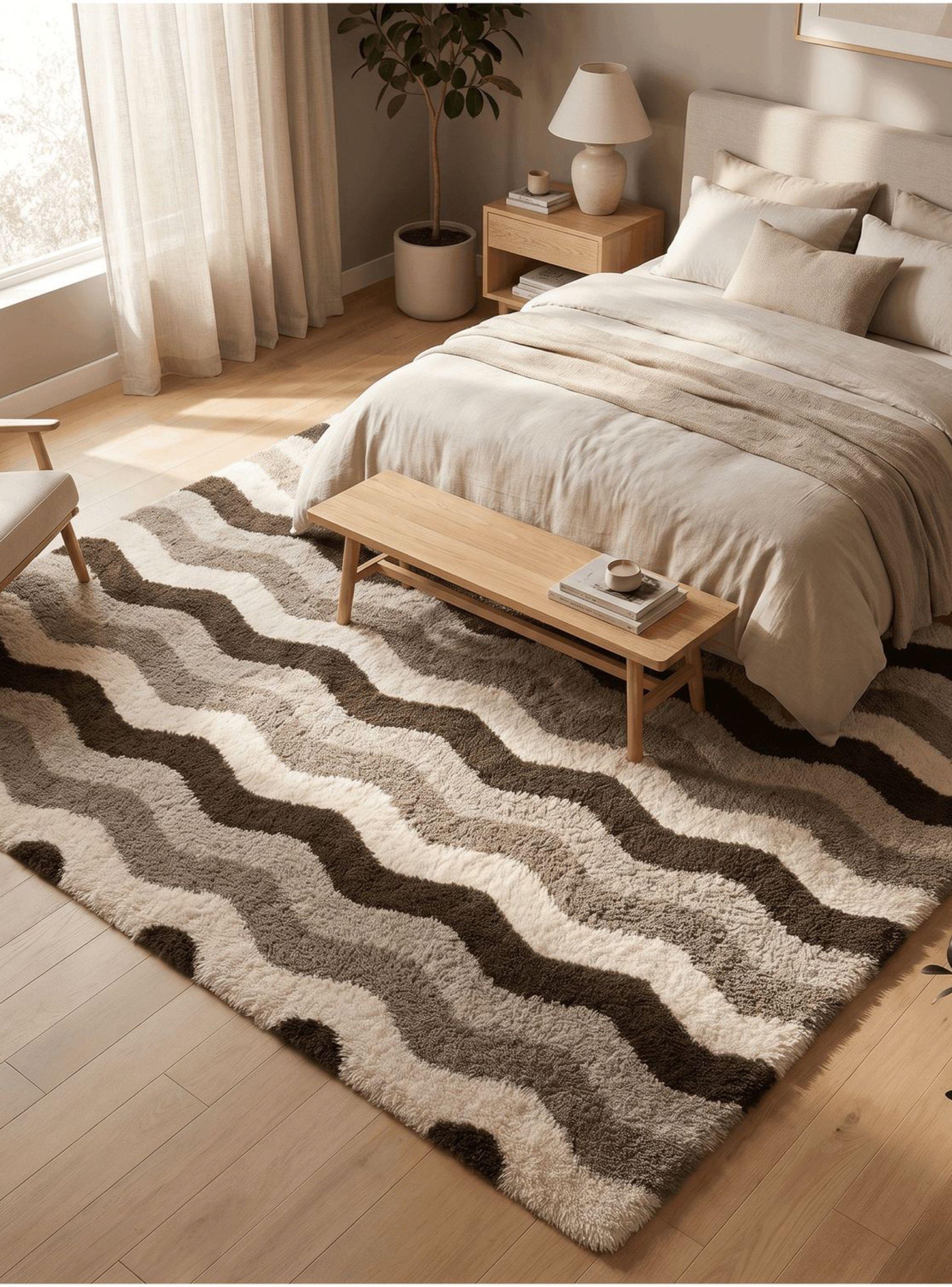 Alfombra 200x240cm Peluda Super Suave para living bajada de cama 200x240 ola-5