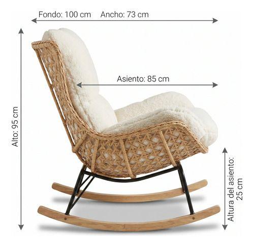 Sillon Mecedor Silla Mecedora Sitial Moderna Base Rattan Xl Beige-2