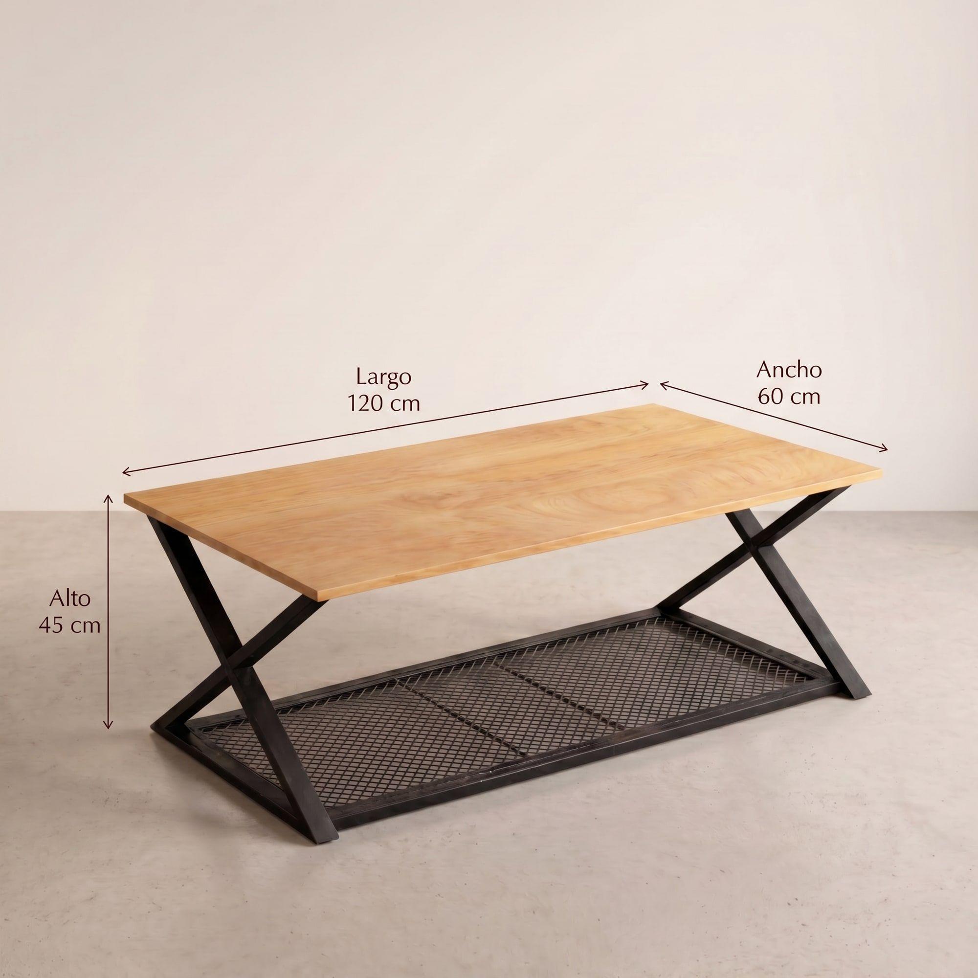 Mesa De Centro Minimalista Con Cubierta De Melamina 60x120cm Marrón Claro-2