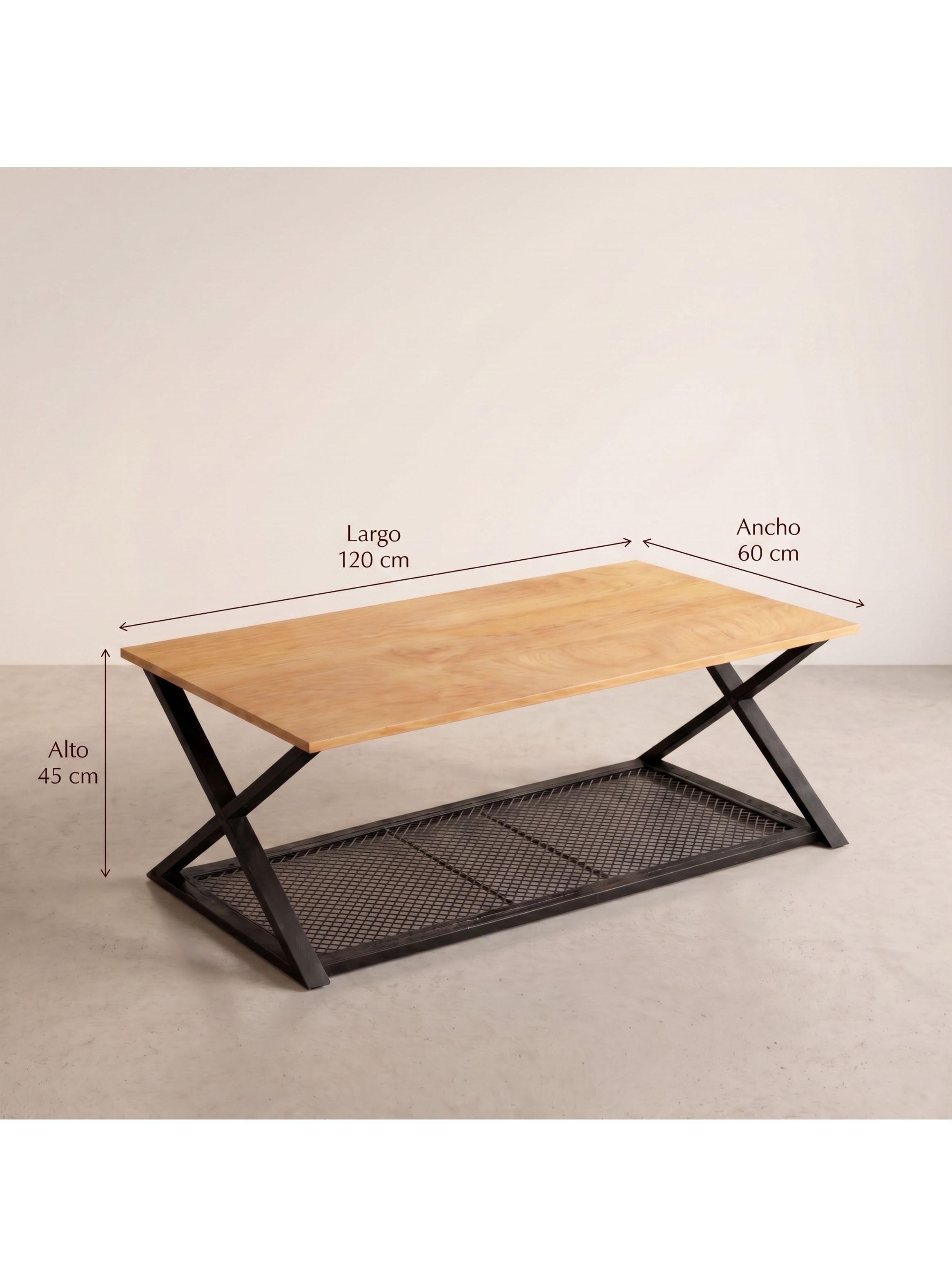 Mesa De Centro Minimalista Con Cubierta De Melamina 60x120cm Marrón Claro-2