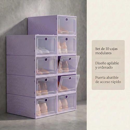 Cajas Organizadores De Zapatos Pack Con 10 Unidades Homer Color Morado-2