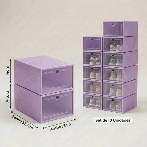 Cajas Organizadores De Zapatos Pack Con 10 Unidades Homer Color Morado-3