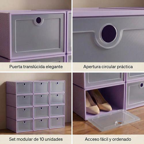 Cajas Organizadores De Zapatos Pack Con 10 Unidades Homer Color Morado-5
