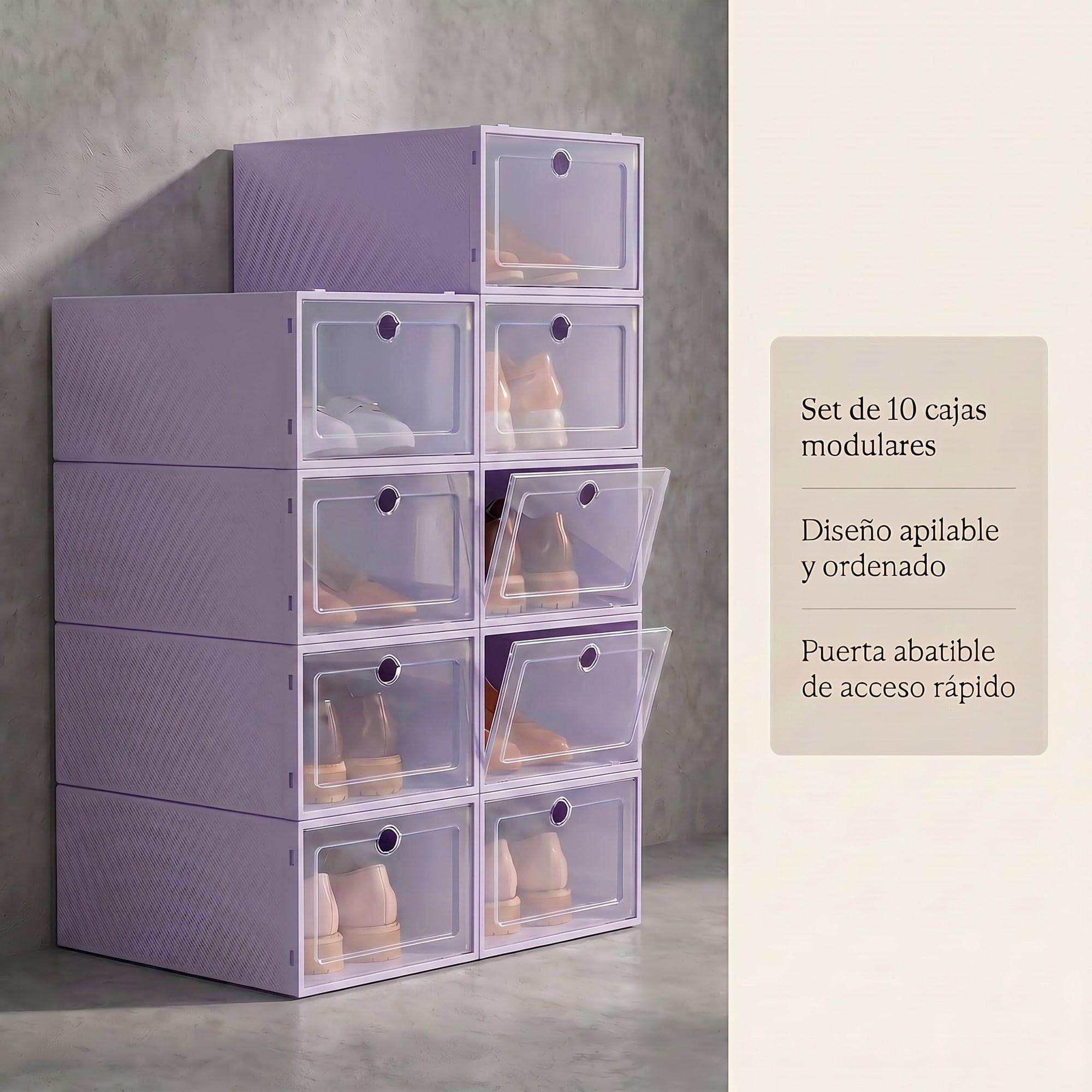 Cajas Organizadores De Zapatos Pack Con 10 Unidades Homer Color Morado-2