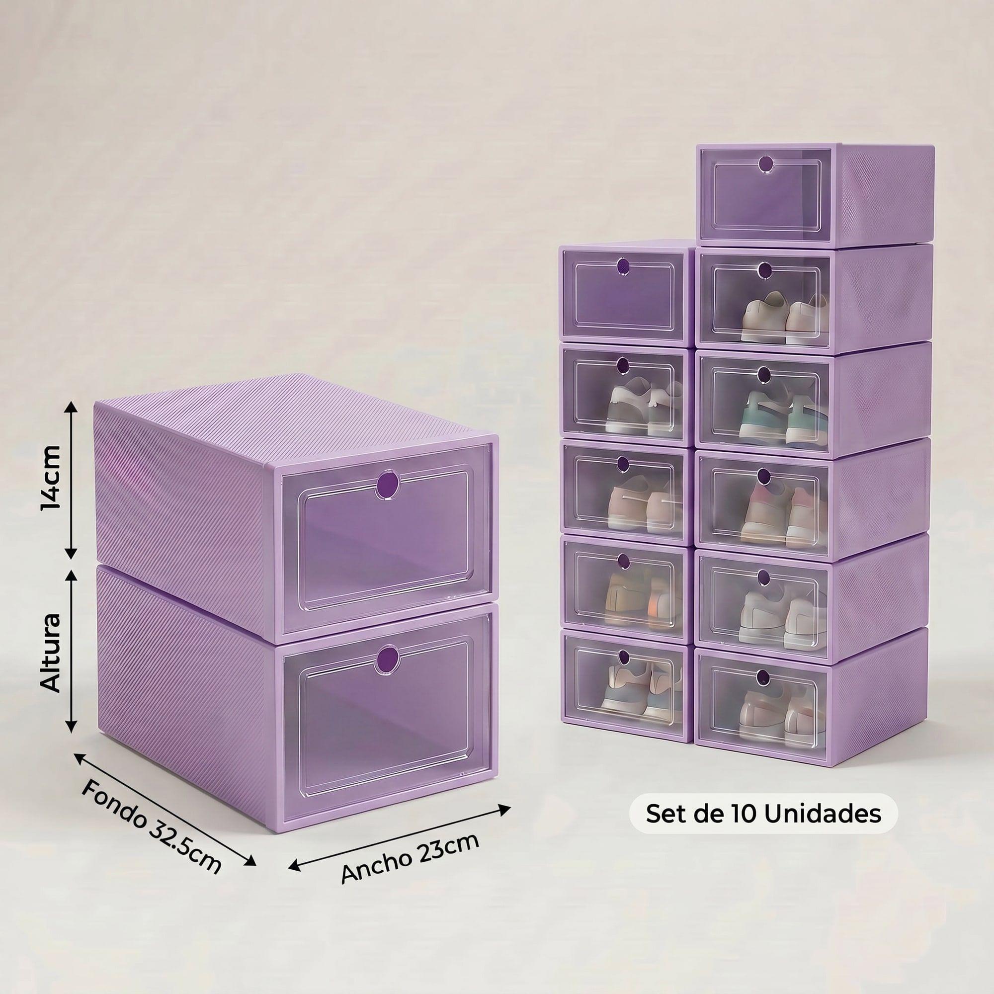 Cajas Organizadores De Zapatos Pack Con 10 Unidades Homer Color Morado-3