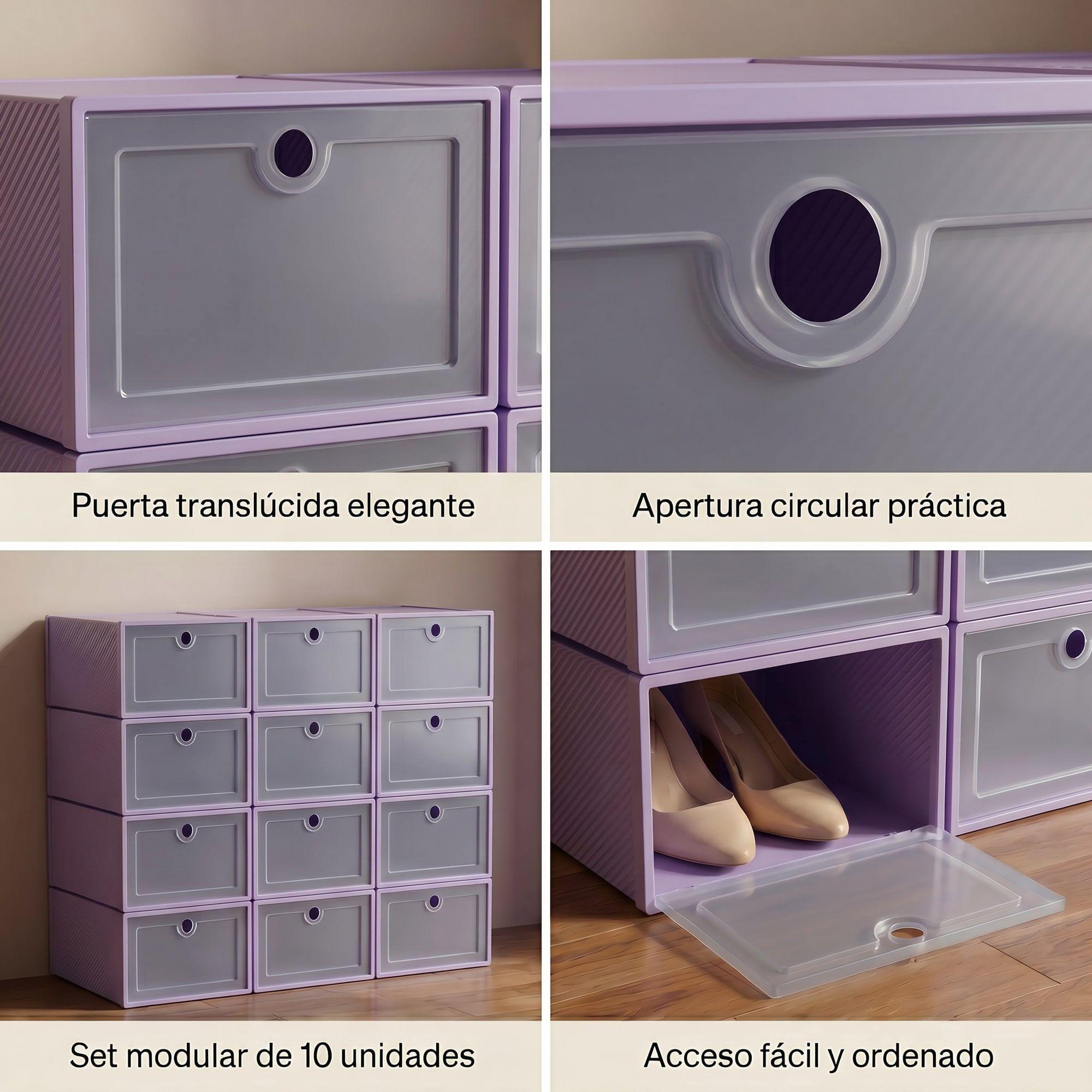Cajas Organizadores De Zapatos Pack Con 10 Unidades Homer Color Morado-5