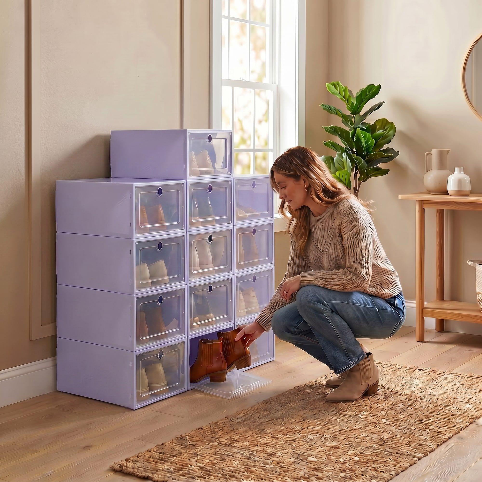 Cajas Organizadores De Zapatos Pack Con 10 Unidades Homer Color Morado-6