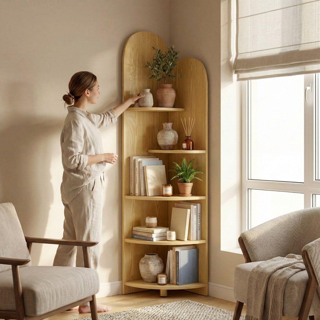 Organizador Repisa Estante Esquinero Librero Decoraciones Madera-1