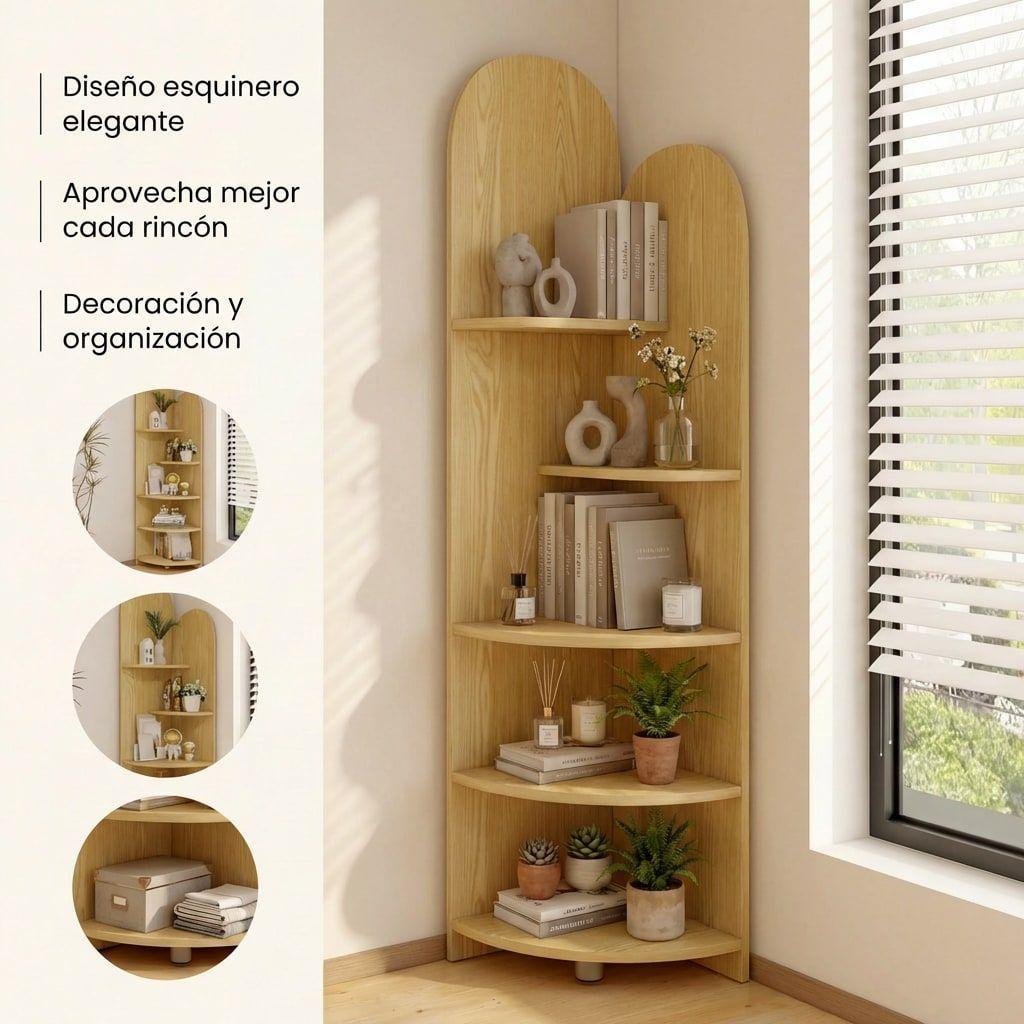 Organizador Repisa Estante Esquinero Librero Decoraciones Madera-3