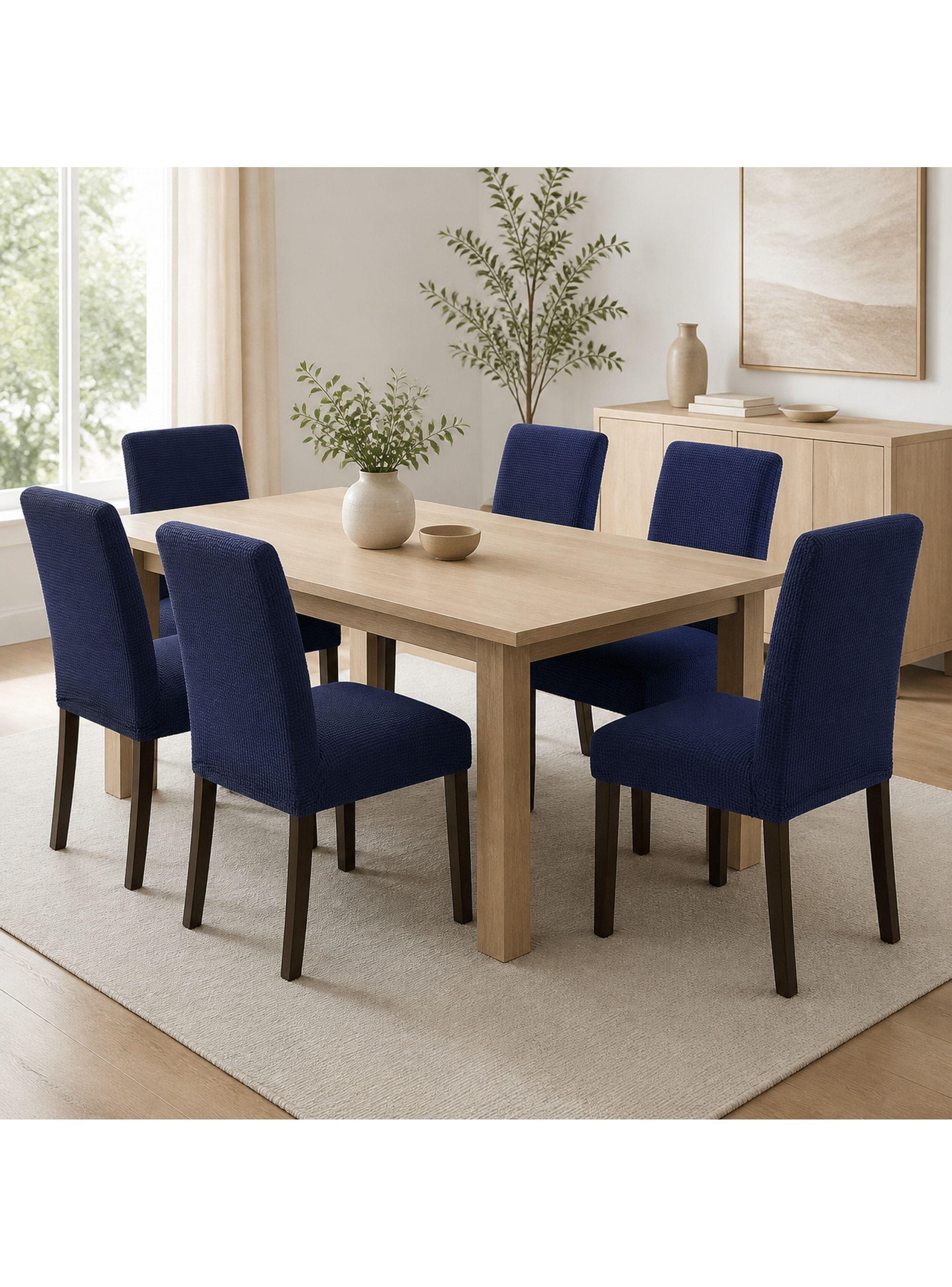 Fundas Gruesa Protectoras Cubre Sillas De Comedor Pack 6 Azul Oscuro-1