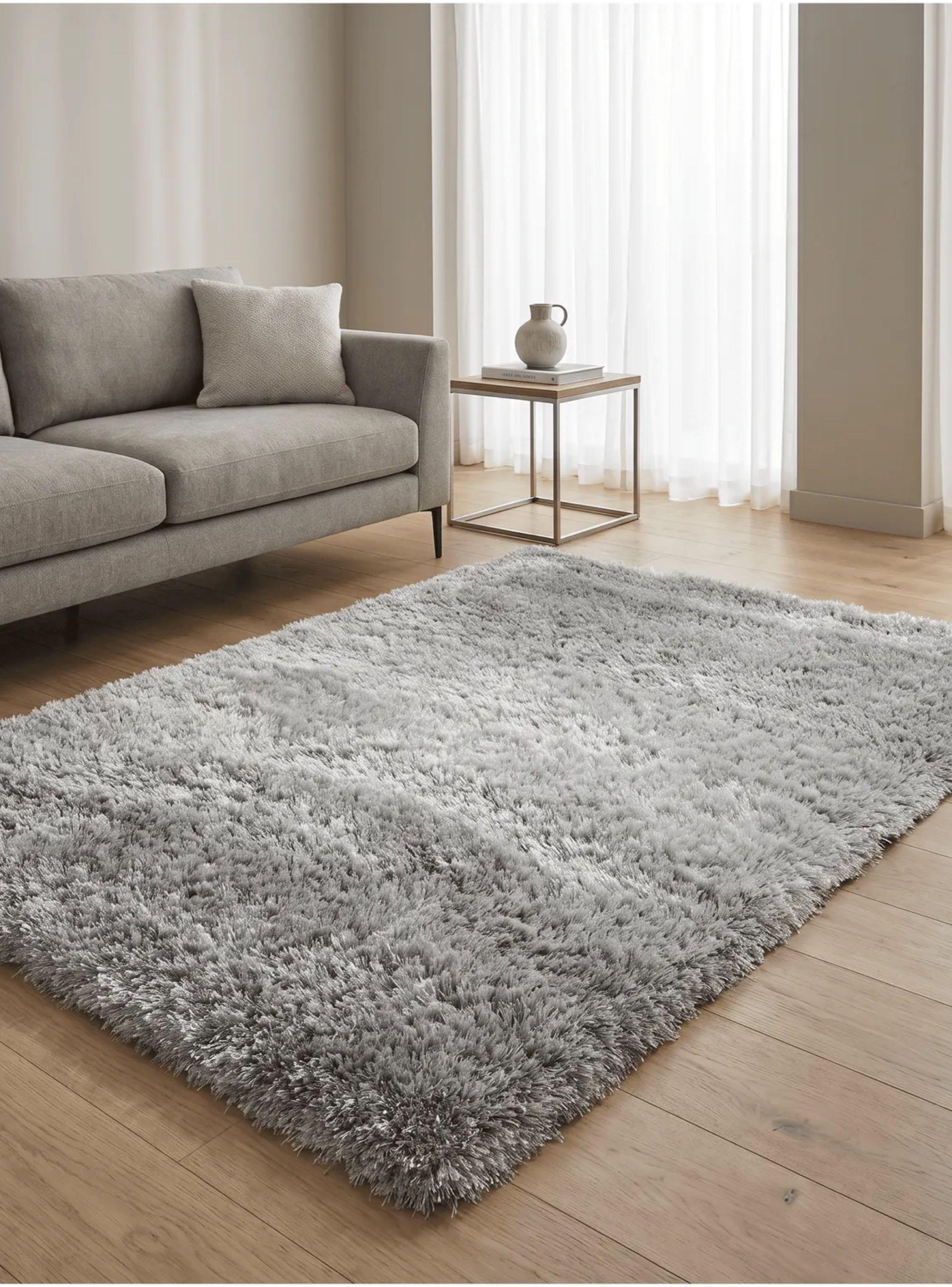 Alfombra 120x160cm Peluda Super Suave para living homer design 120x160cm gris claro-0