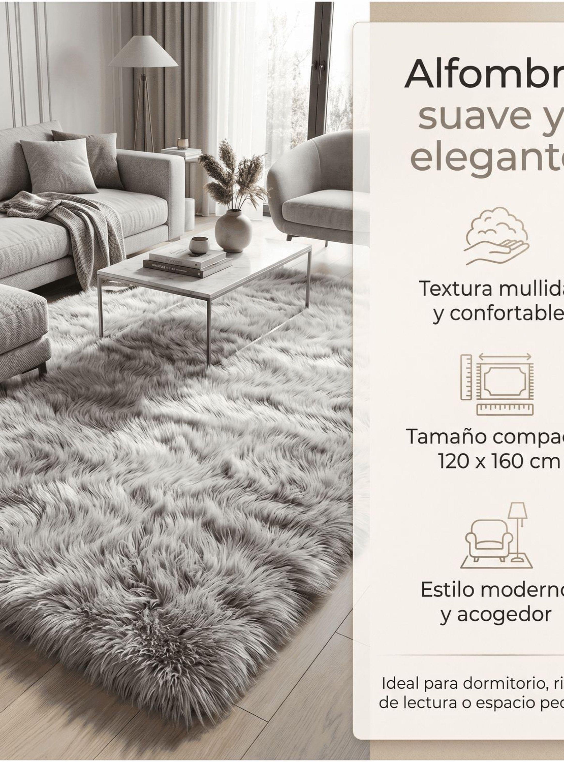 Alfombra 120x160cm Peluda Super Suave para living homer design 120x160cm gris claro-1