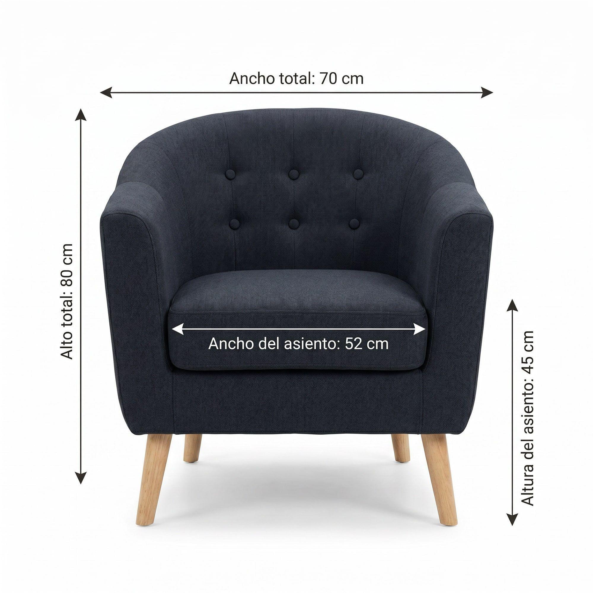 Sitial Poltrona Silla Sillon Con Cojin De Regalo 80x70x52cm Negro-2