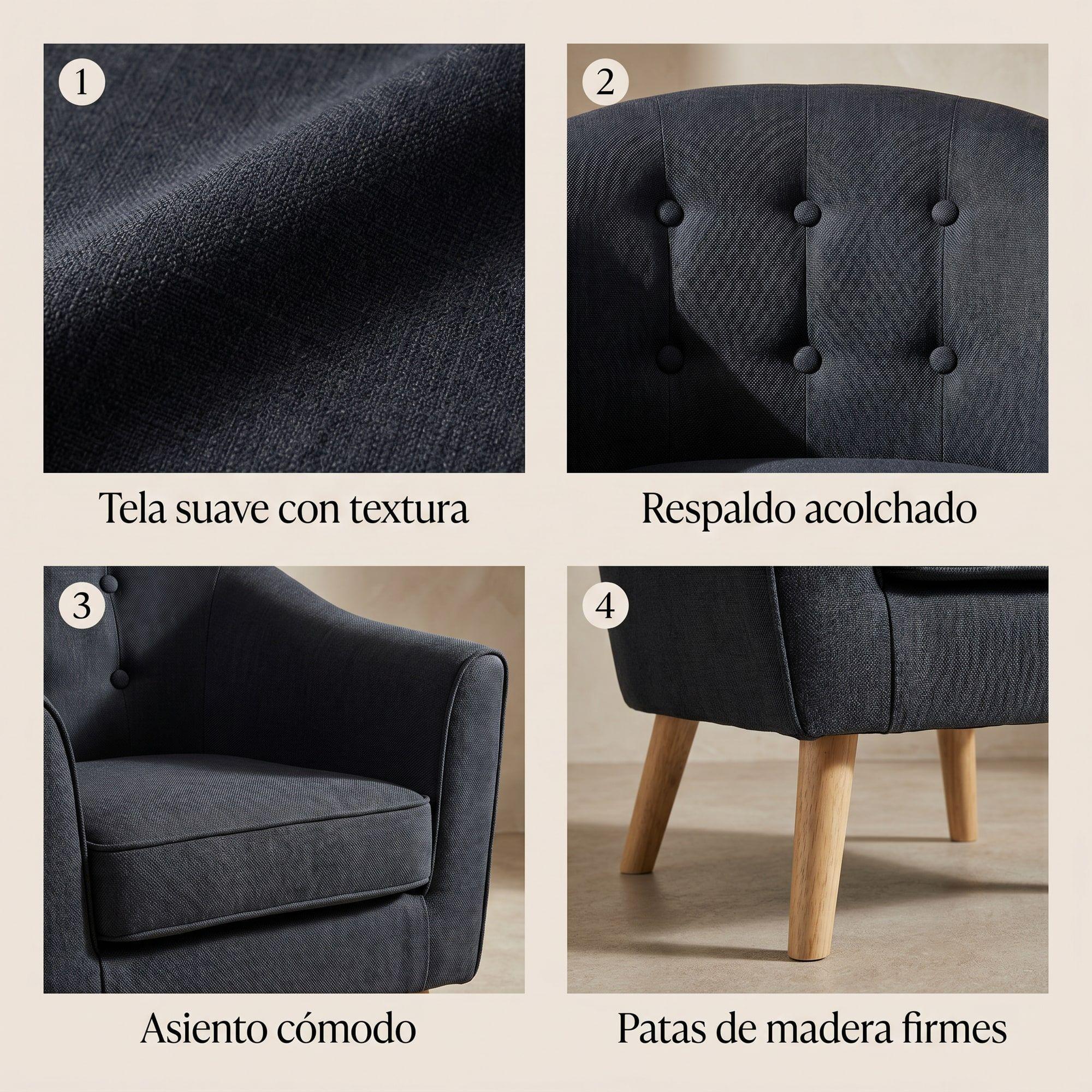 Sitial Poltrona Silla Sillon Con Cojin De Regalo 80x70x52cm Negro-3