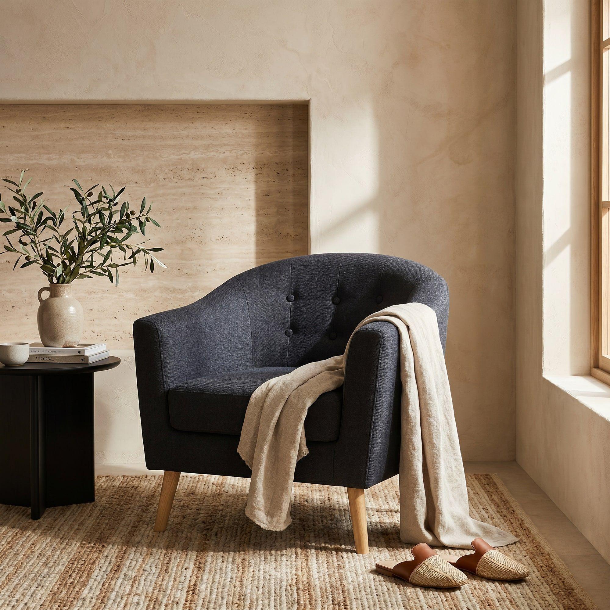 Sitial Poltrona Silla Sillon Con Cojin De Regalo 80x70x52cm Negro-4