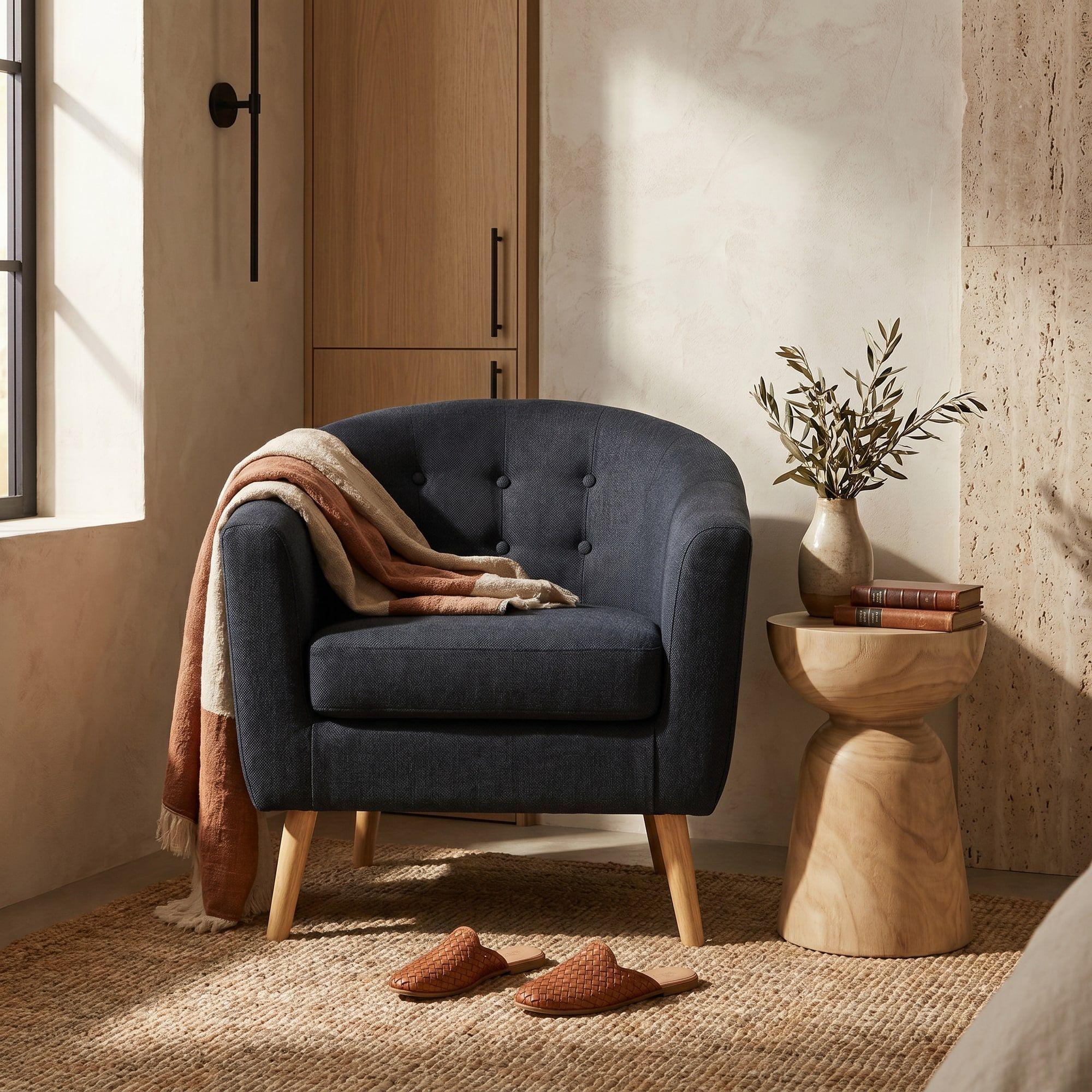 Sitial Poltrona Silla Sillon Con Cojin De Regalo 80x70x52cm Negro-6