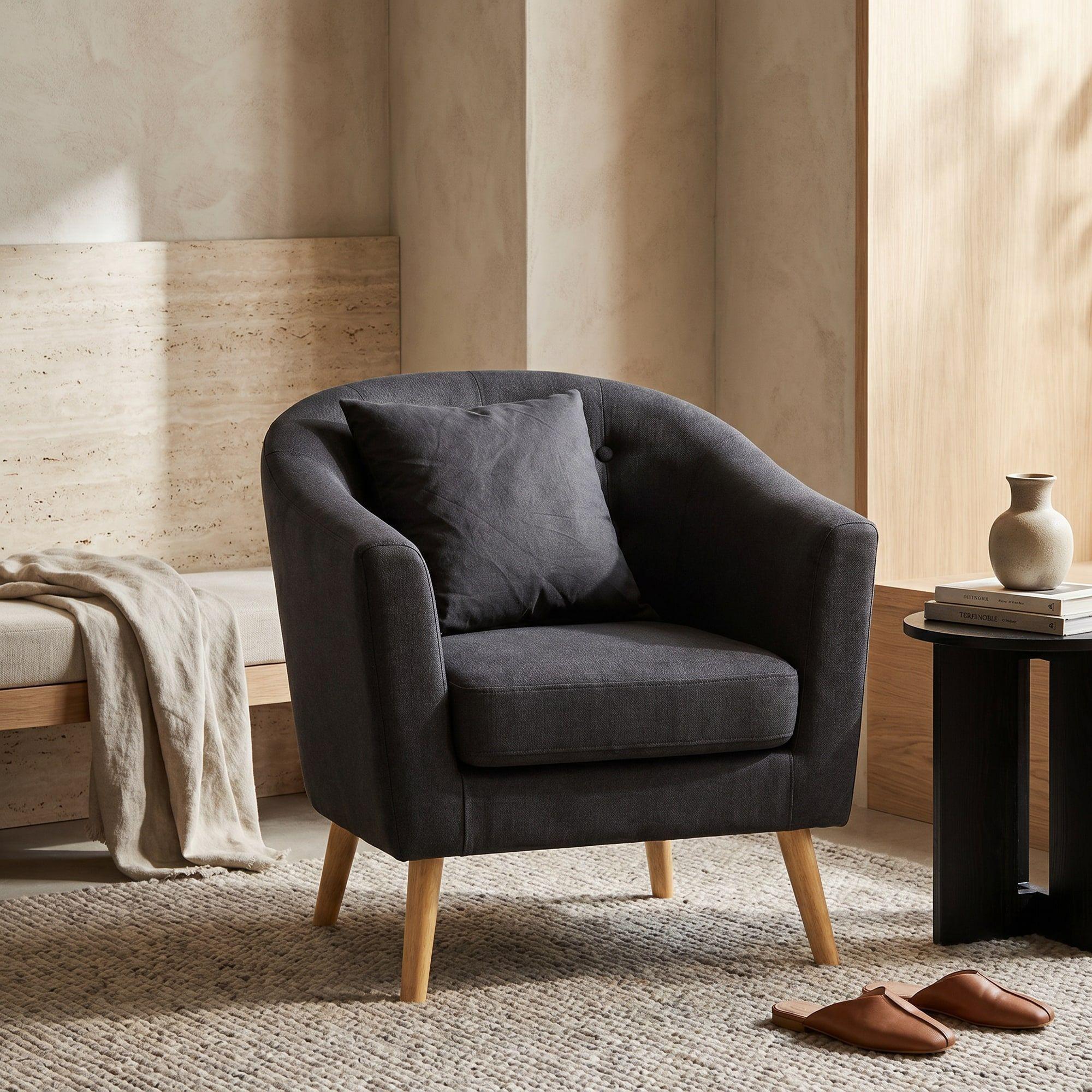 Sitial Poltrona Silla Sillon Con Cojin De Regalo 80x70x52cm Negro-7