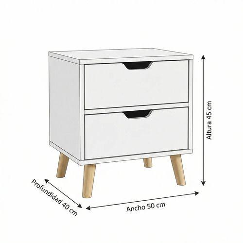 Velador 2 Niveles Con Cajones Bicolor Homer Design 50x40x45 Color Blanco Mate-2