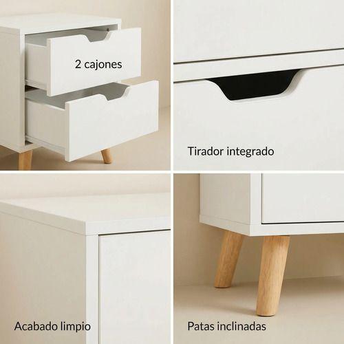 Velador 2 Niveles Con Cajones Bicolor Homer Design 50x40x45 Color Blanco Mate-3