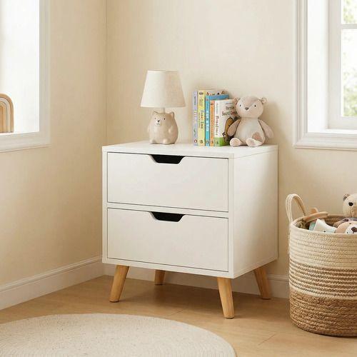 Velador 2 Niveles Con Cajones Bicolor Homer Design 50x40x45 Color Blanco Mate-5
