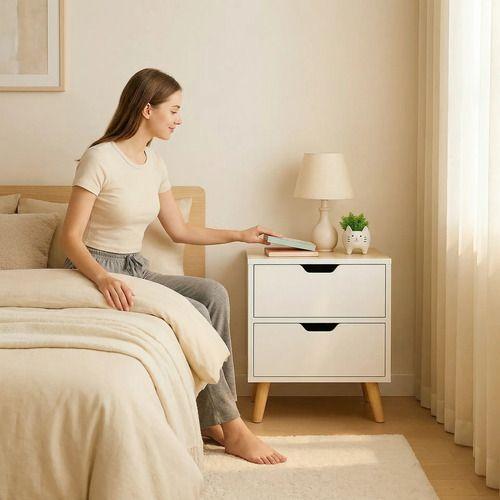 Velador 2 Niveles Con Cajones Bicolor Homer Design 50x40x45 Color Blanco Mate-6