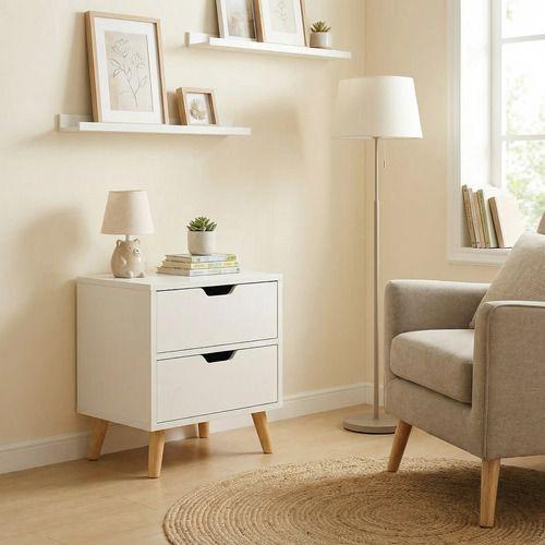 Velador 2 Niveles Con Cajones Bicolor Homer Design 50x40x45 Color Blanco Mate-7