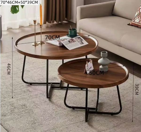 Juego Mesa De Centro Living Vanguardia Madera Nactural-2