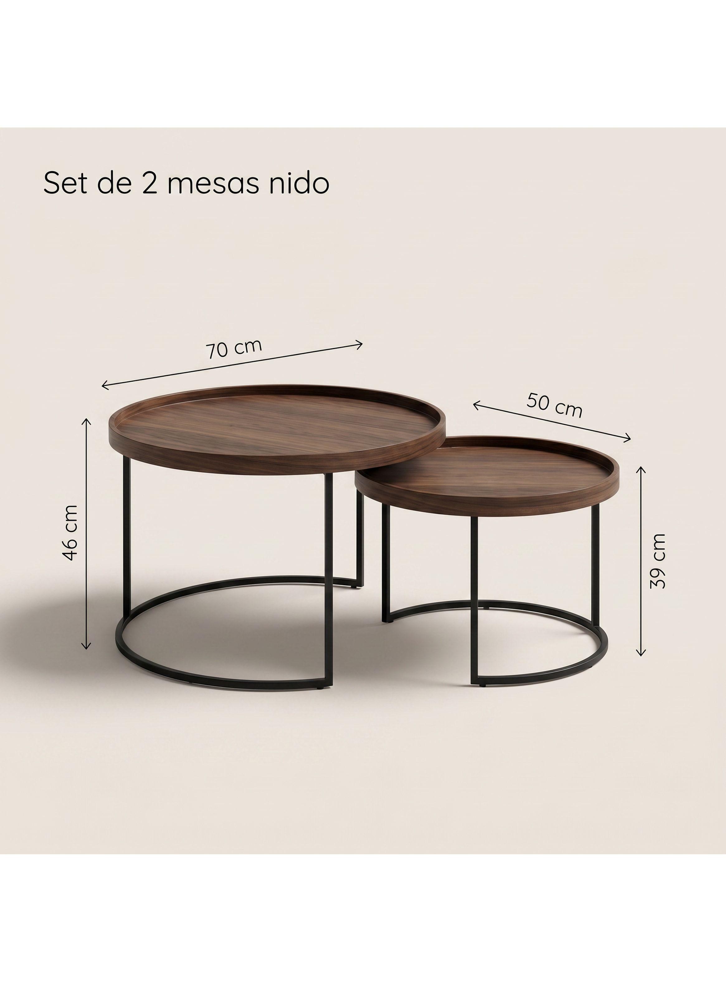 Juego Mesa De Centro Living Vanguardia Madera Nactural-2