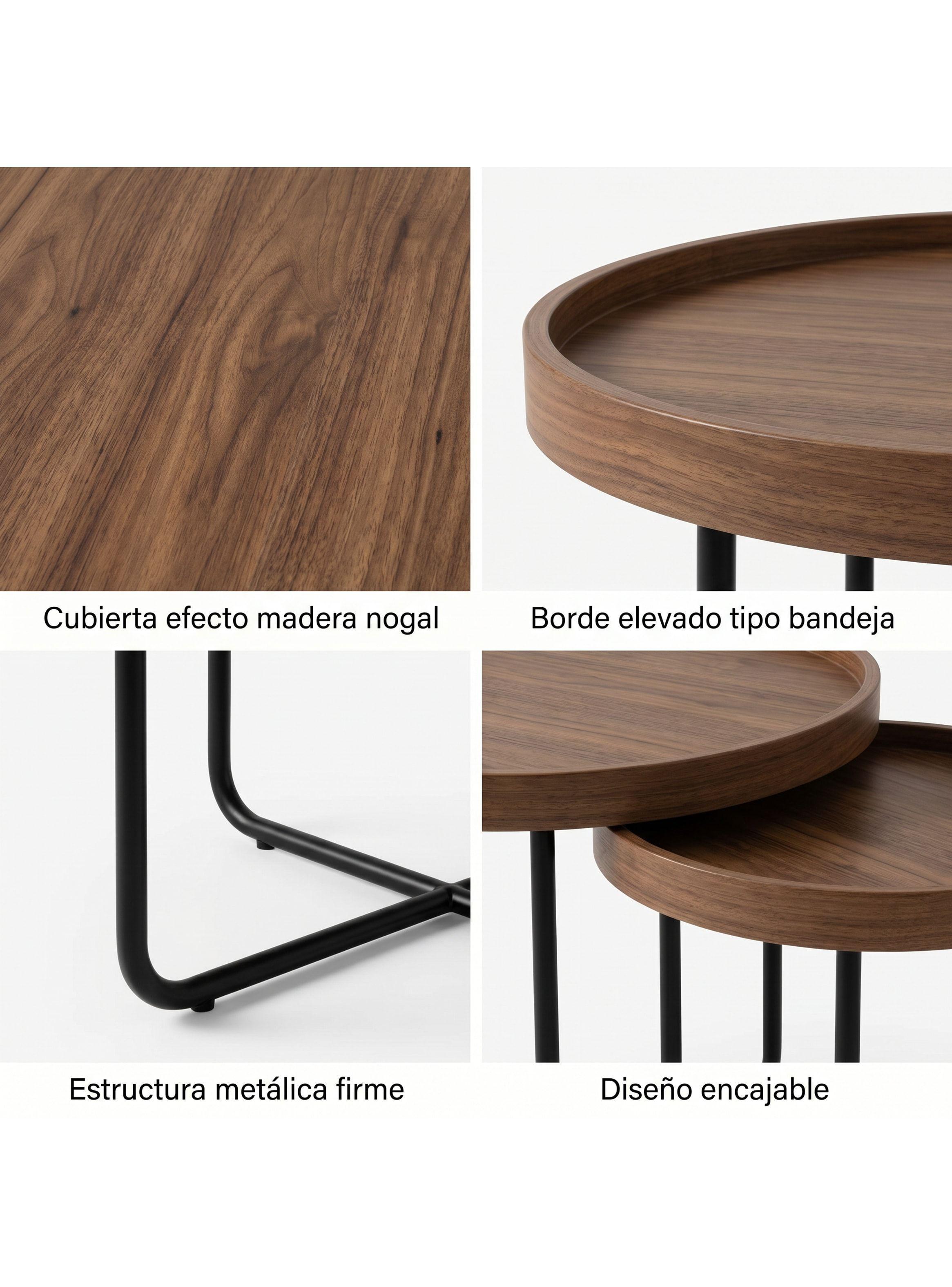 Juego Mesa De Centro Living Vanguardia Madera Nactural-3