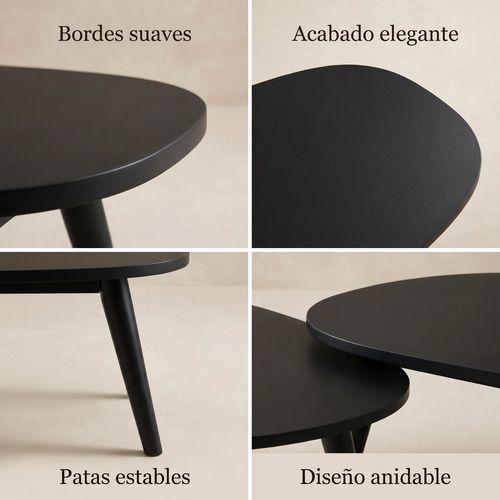 Juego Mesa De Centro Living Adriana Minimalista Convertible Negro-3
