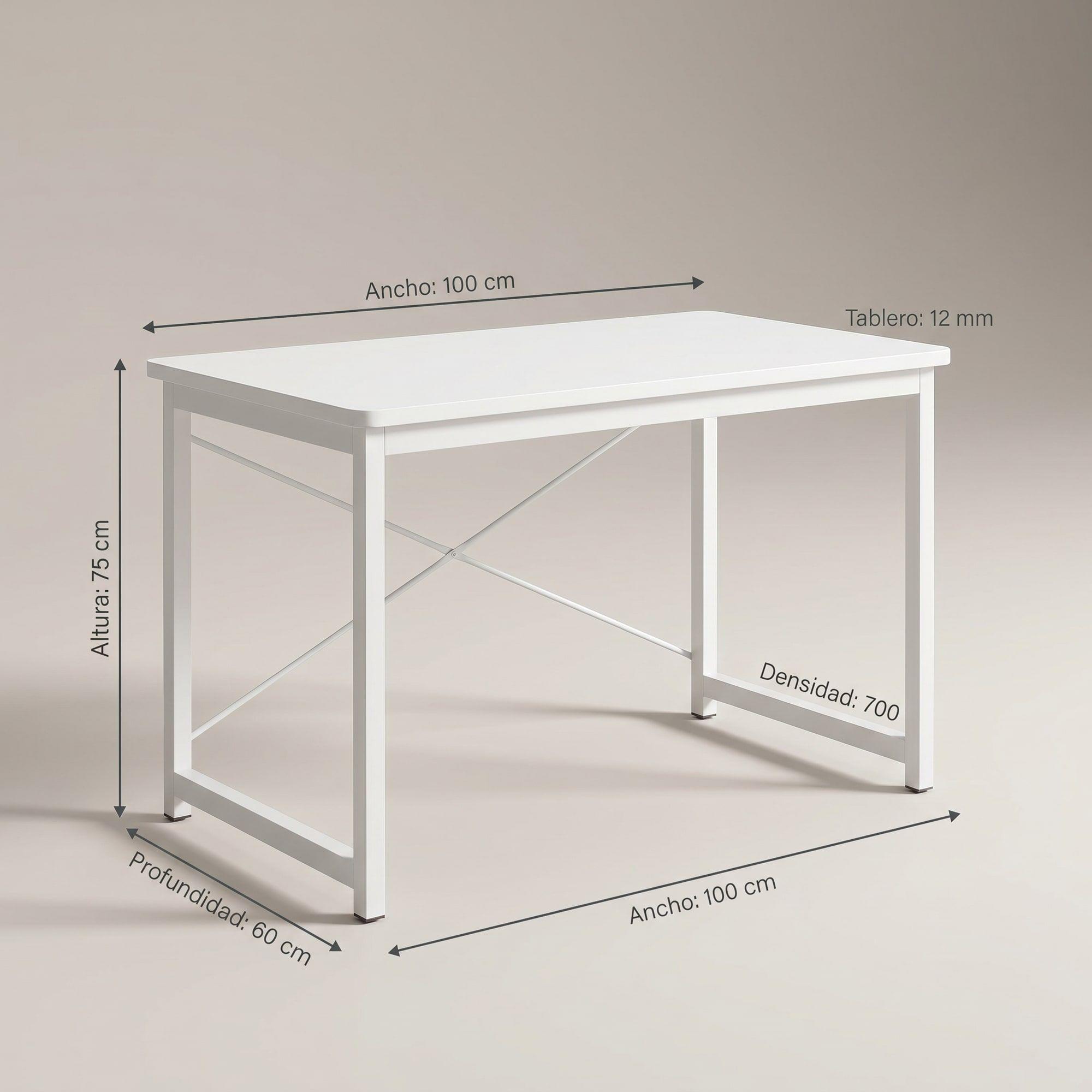 Escritorio Moderno Luciana Oficina Madera 100x60x75cm Blanco-2