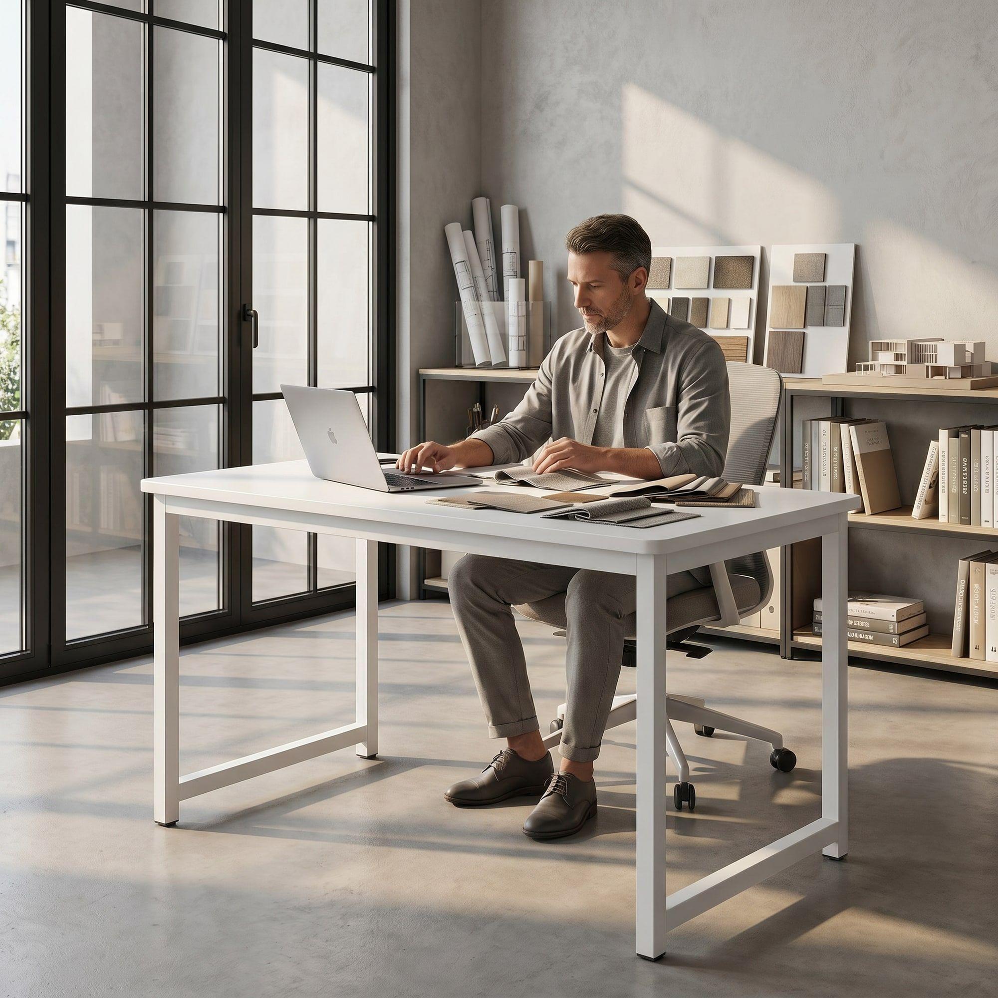 Escritorio Moderno Luciana Oficina Madera 100x60x75cm Blanco-7