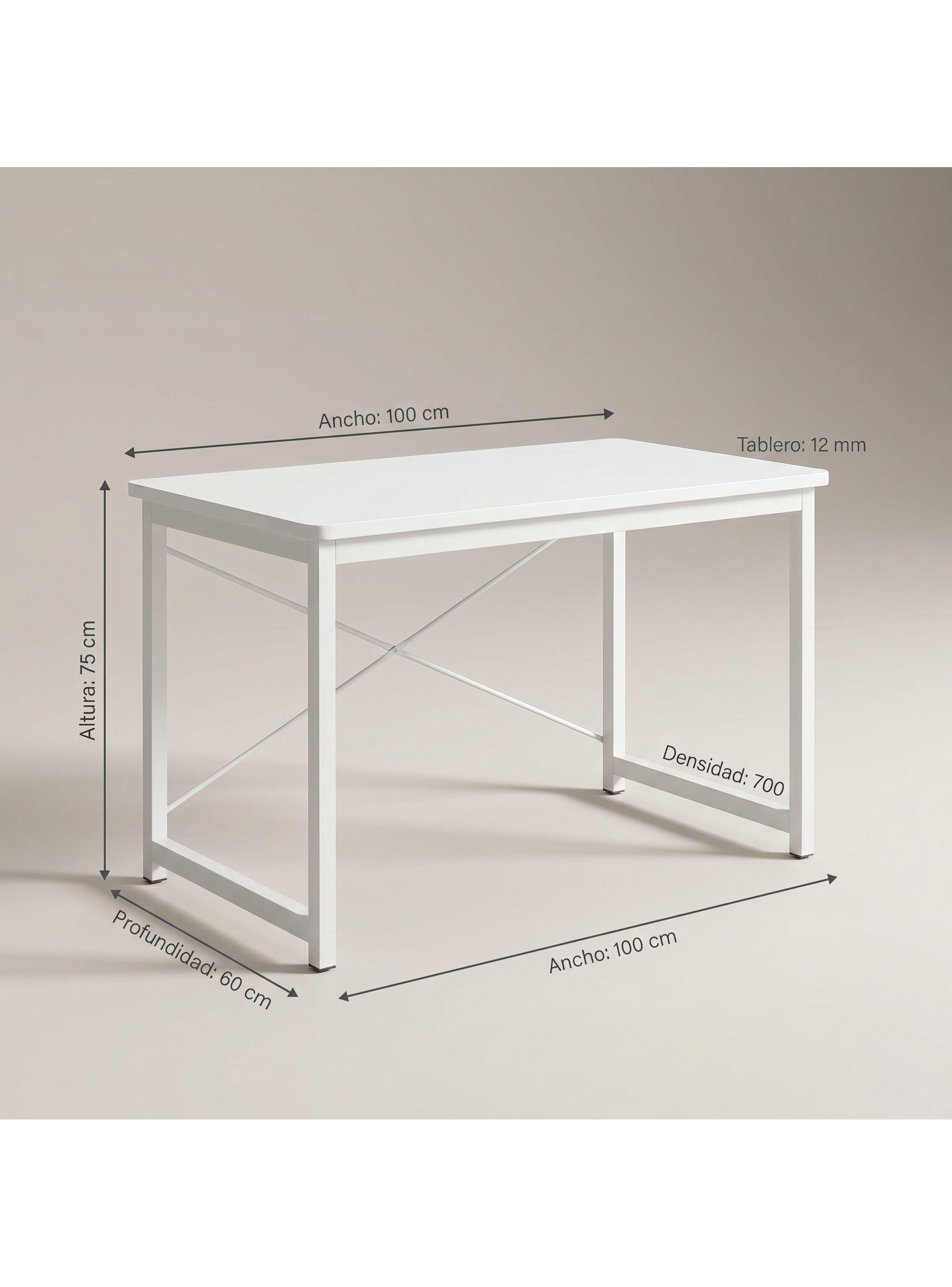 Escritorio Moderno Luciana Oficina Madera 100x60x75cm Blanco-2